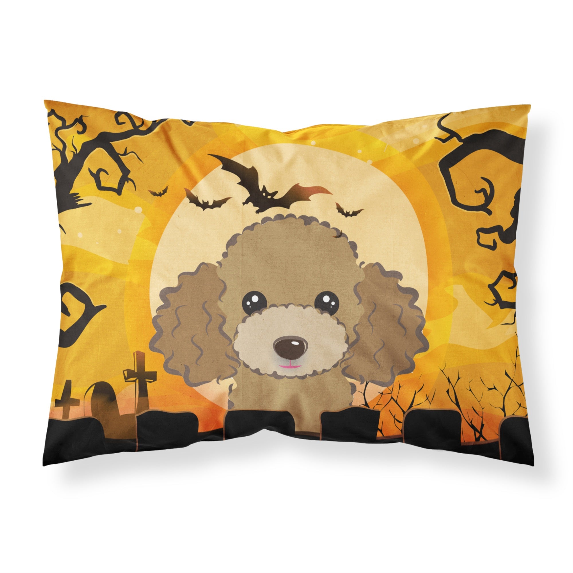 Caroline'S Treasures Bb1814Pillowcase Halloween Chocolate Brown Poodle Fabric Standard Pillowcase, Large, Multicolor