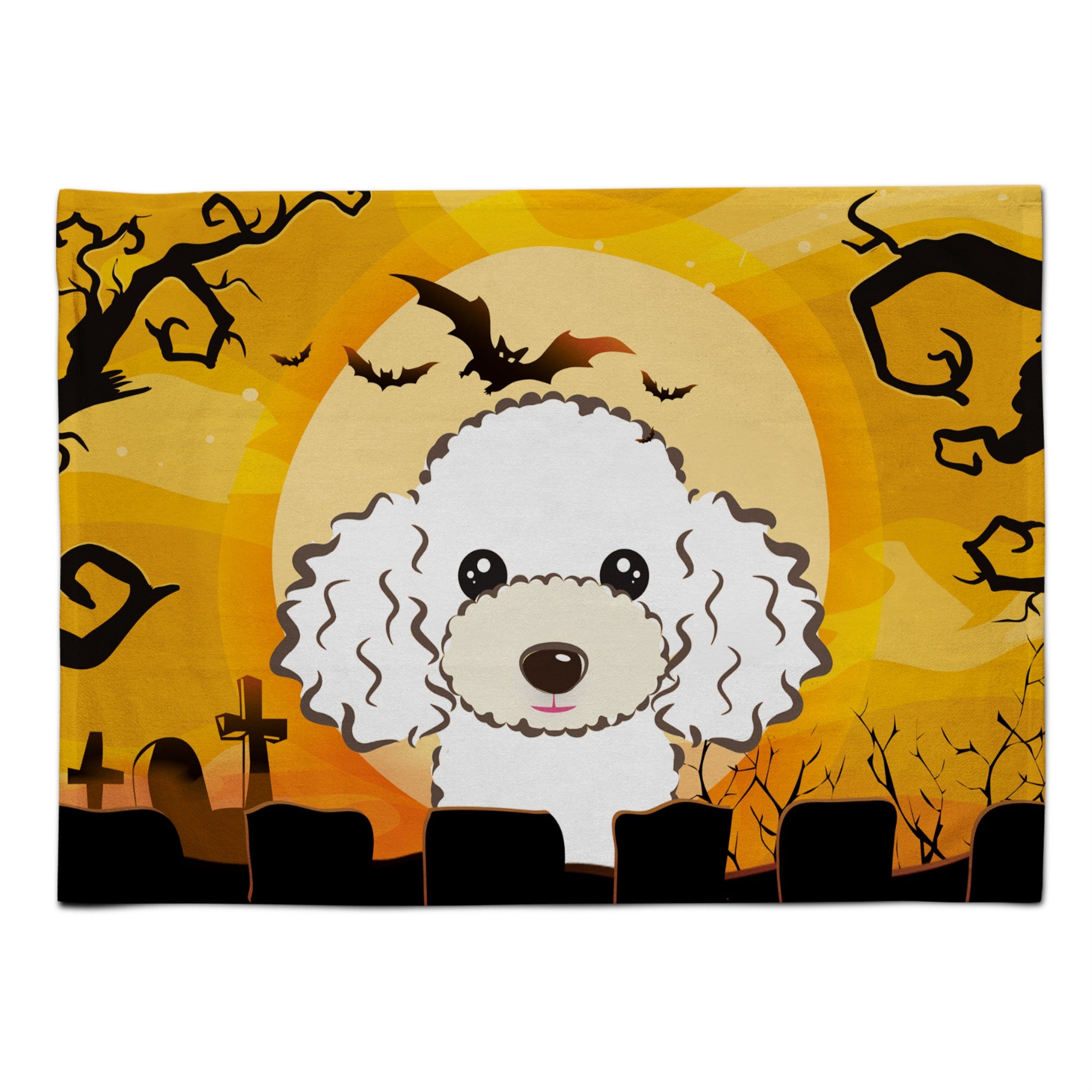 Caroline'S Treasures Bb1815Plmt Halloween White Poodle Fabric Placemat, Multicolor