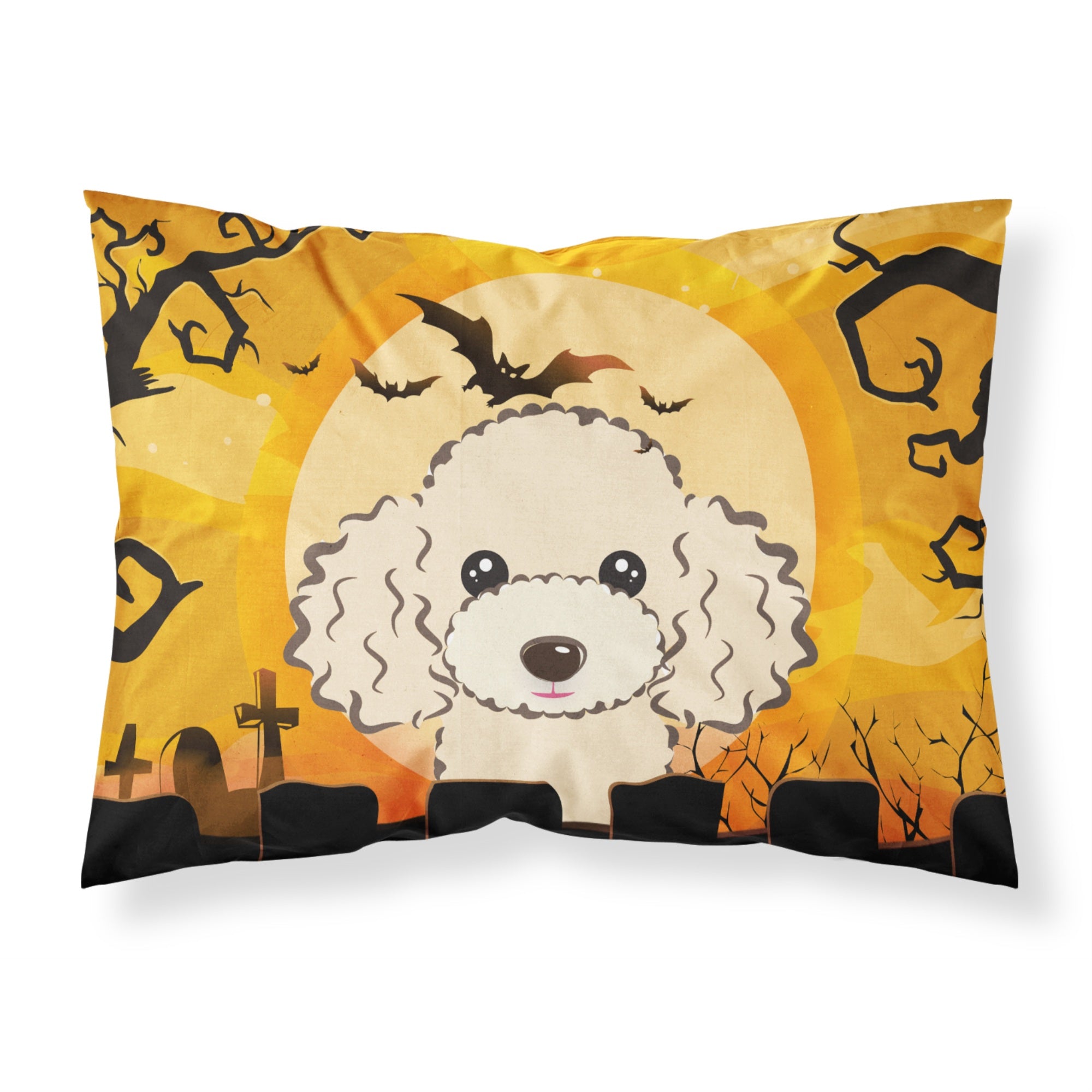 Caroline'S Treasures Bb1816Pillowcase Halloween Buff Poodle Fabric Standard Pillowcase, Large, Multicolor