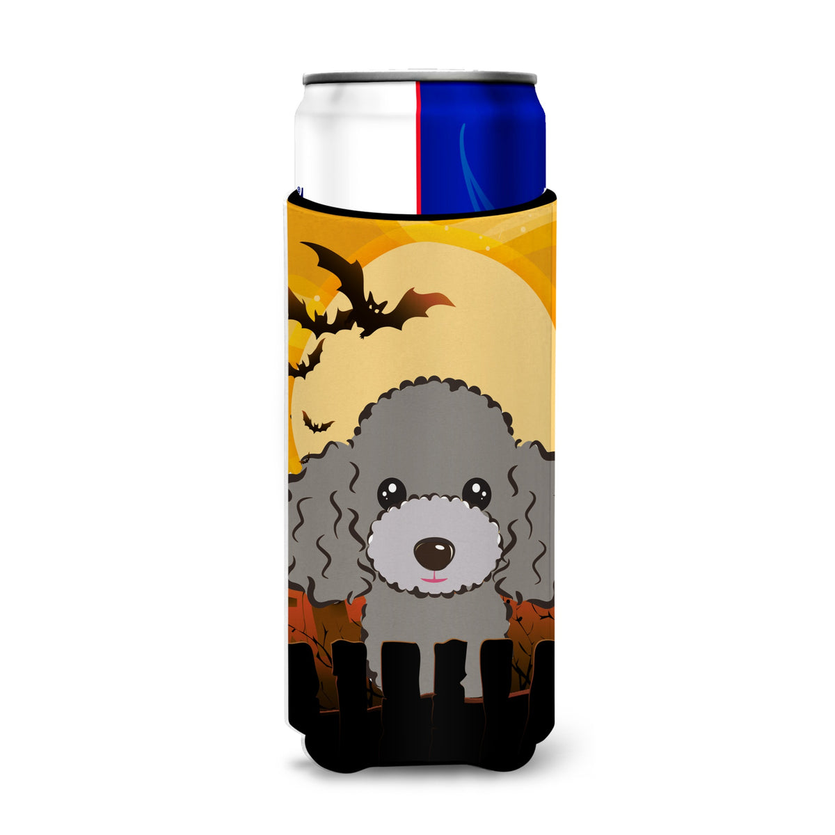 Caroline'S Treasures Halloween Silver Gray Poodle Michelob Ultra Koozies For Slim Cans, Multicolor