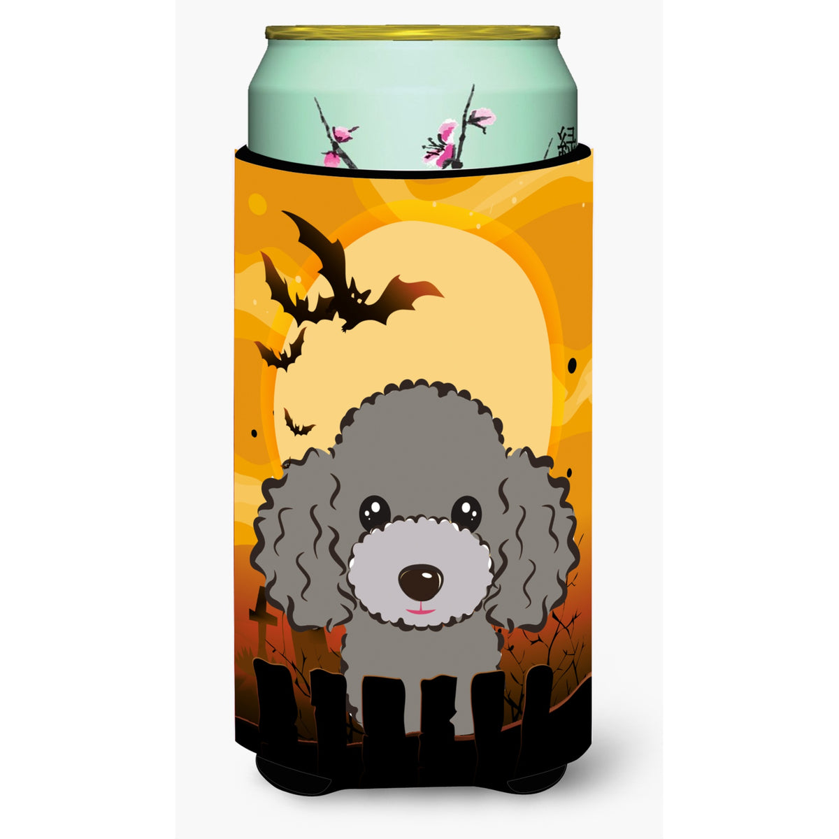 Caroline'S Treasures Halloween Silver Gray Poodle Tall Boy Koozie Hugger, Multicolor