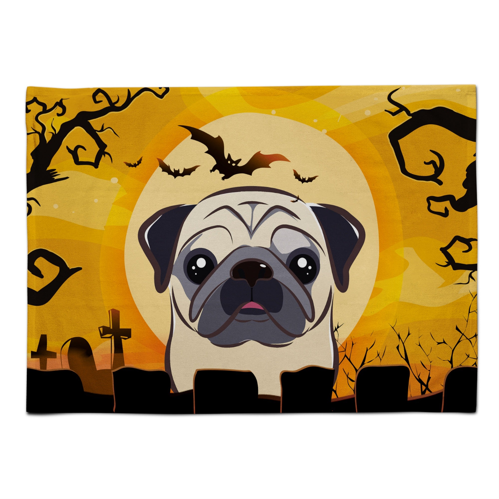 Caroline'S Treasures Bb1820Plmt Halloween Fawn Pug Fabric Placemat, Multicolor