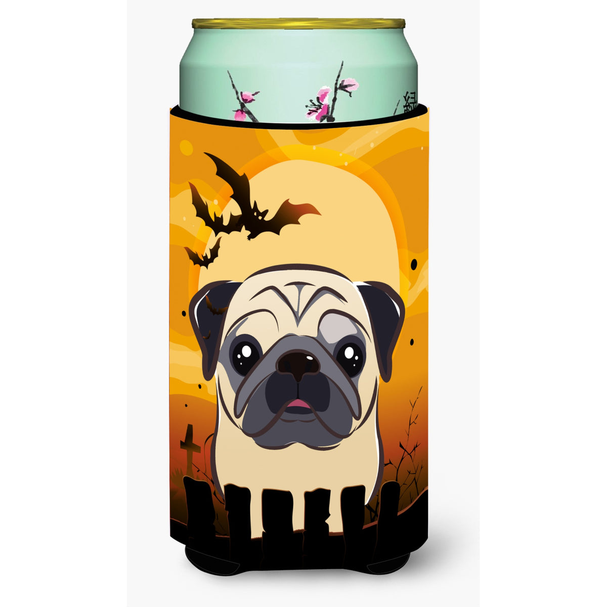 Caroline'S Treasures Halloween Fawn Pug Tall Boy Koozie Hugger, Multicolor