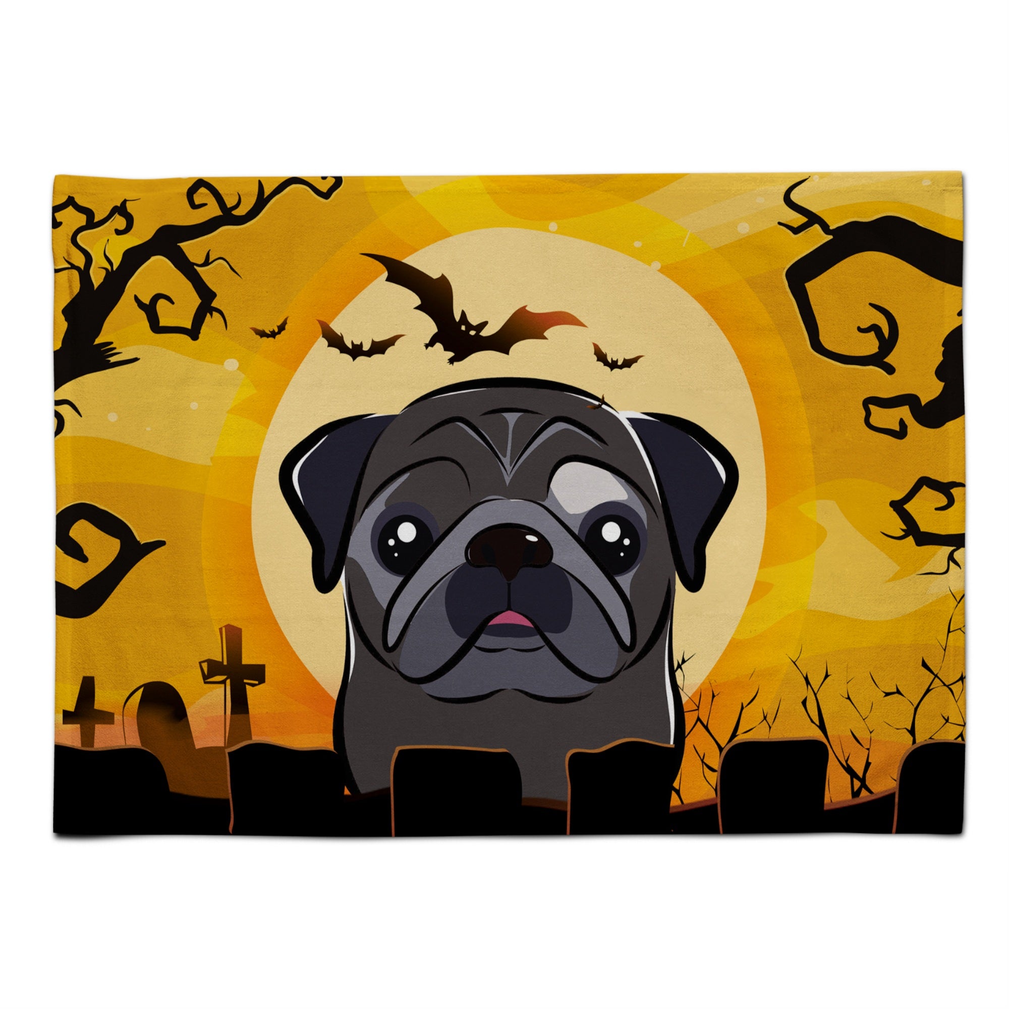 Caroline'S Treasures Bb1821Plmt Halloween Black Pug Fabric Placemat, Multicolor