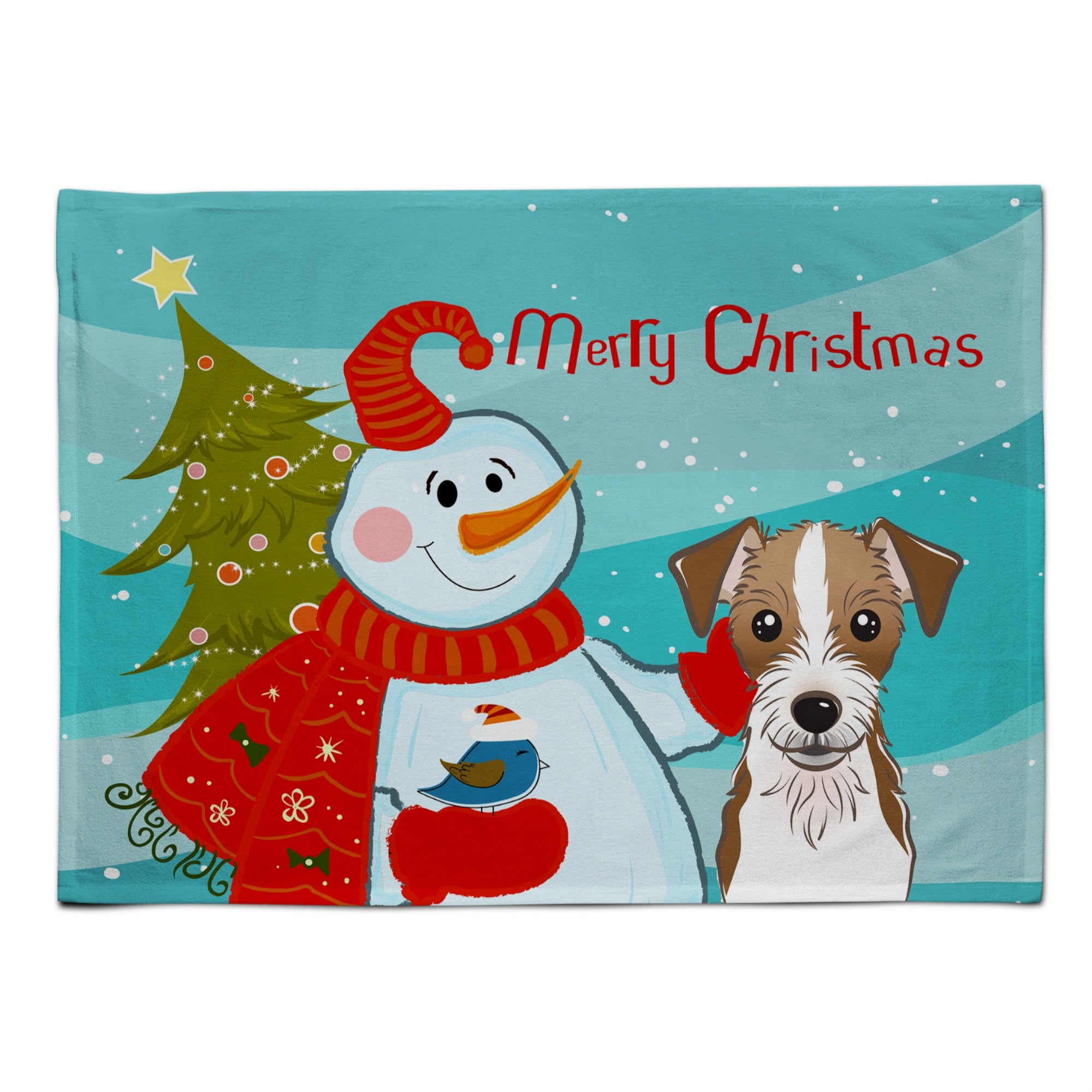 Caroline'S Treasures Bb1822Plmt Snowman With Jack Russell Terrier Fabric Placemat, Multicolor