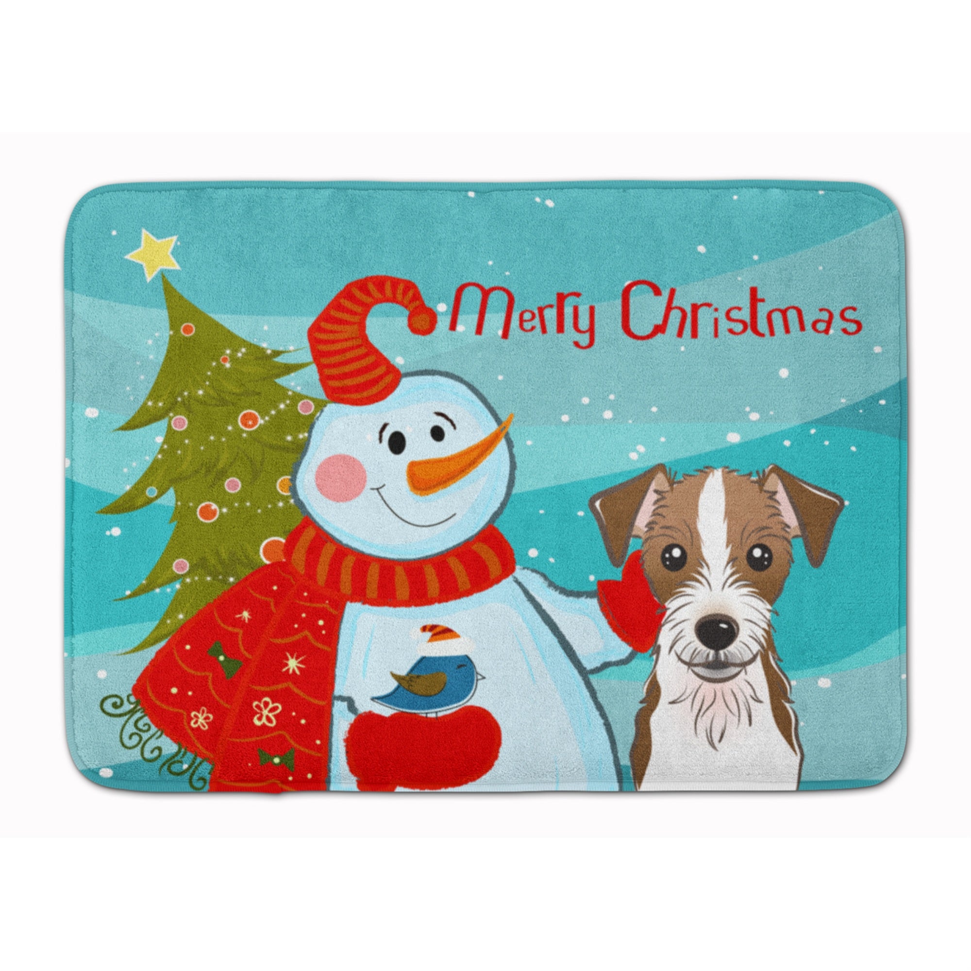 Caroline'S Treasures Snowman With Jack Russell Terrier Floor Mat, 19 X 27, Multicolor