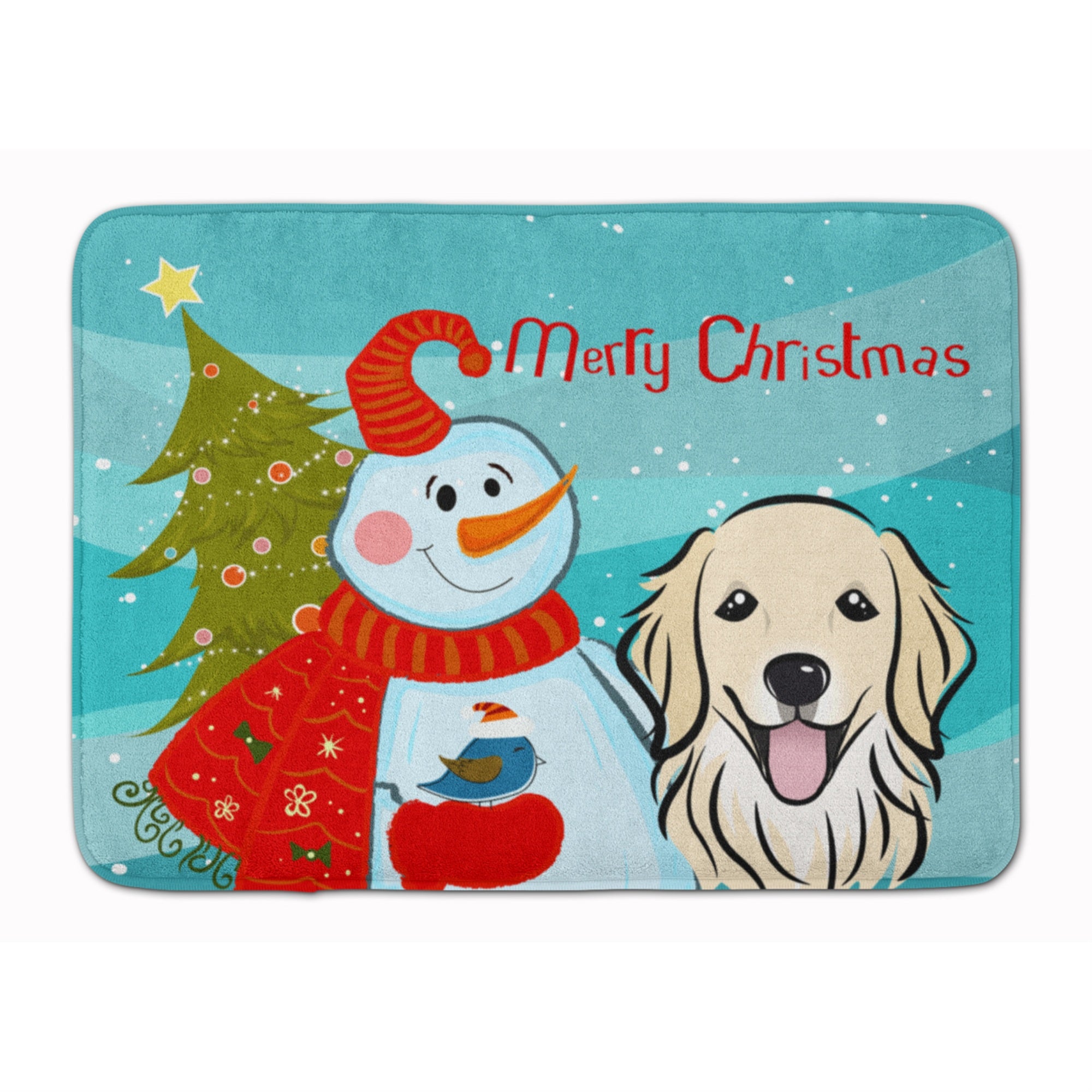 Caroline'S Treasures Snowman With Golden Retriever Floor Mat, 19 X 27, Multicolor