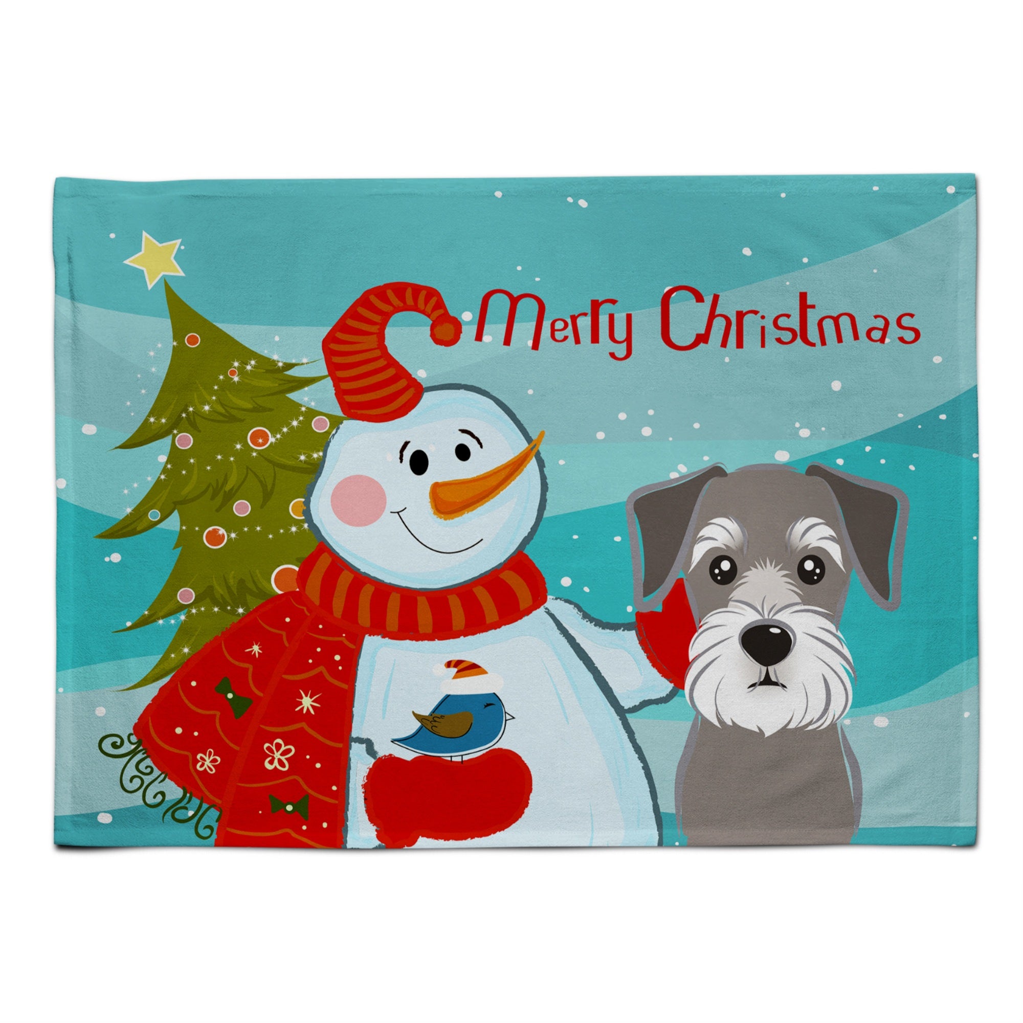 Caroline'S Treasures Bb1826Plmt Snowman With Schnauzer Fabric Placemat, Multicolor