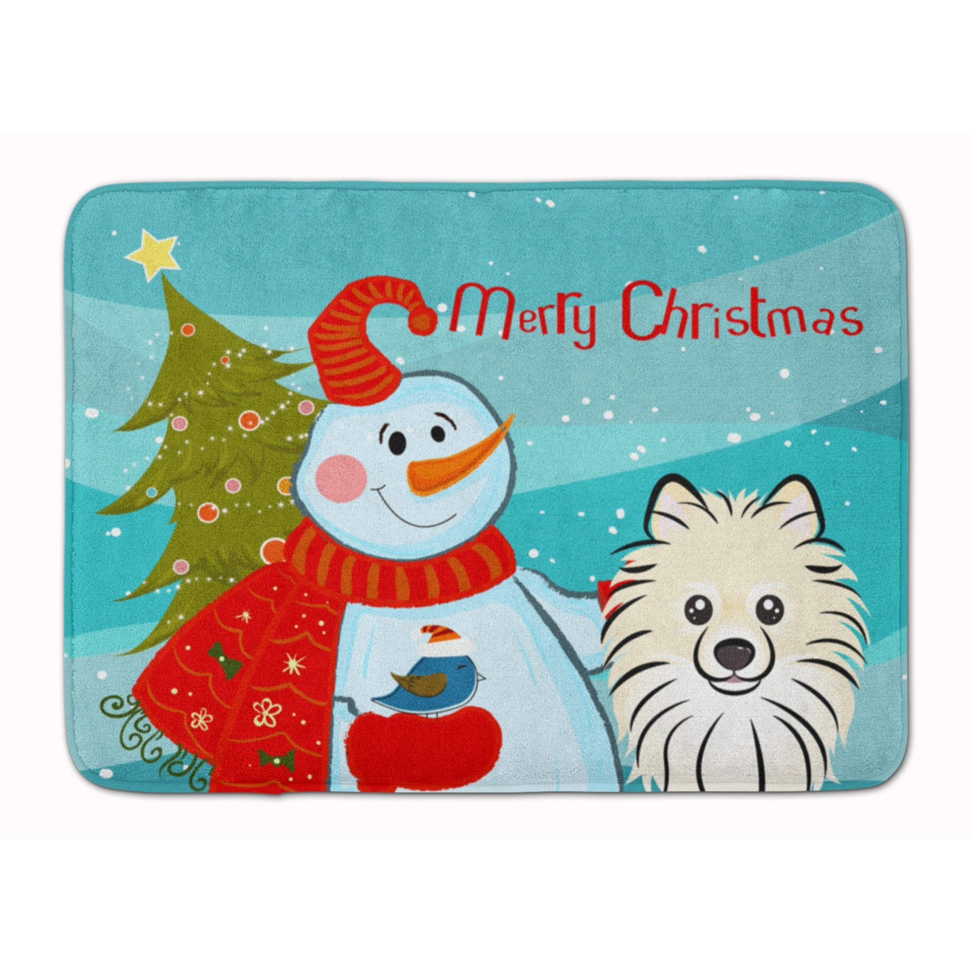 Caroline'S Treasures Snowman With Pomeranian Floor Mat, 19 X 27, Multicolor