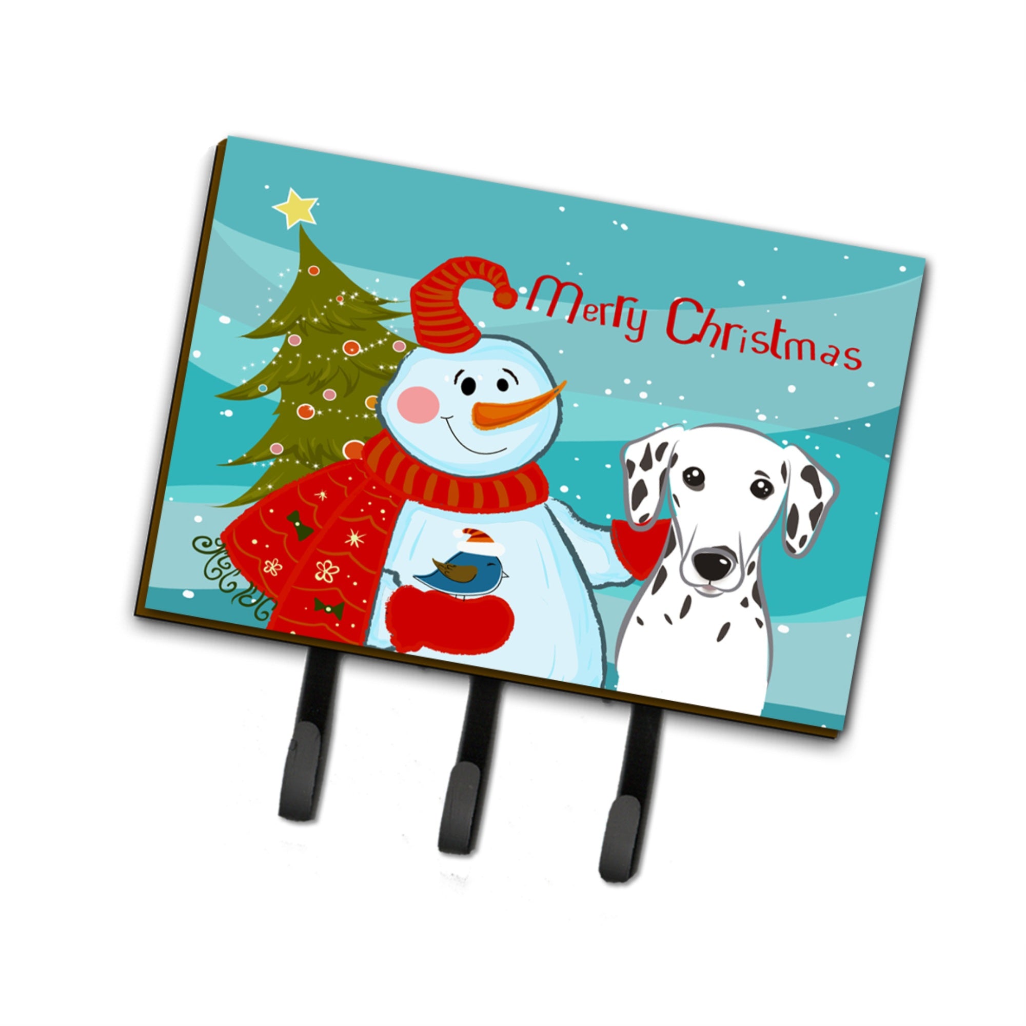Caroline'S Treasures Bb1830Th68 Snowman With Dalmatian Leash Or Key Holder, Large, Multicolor