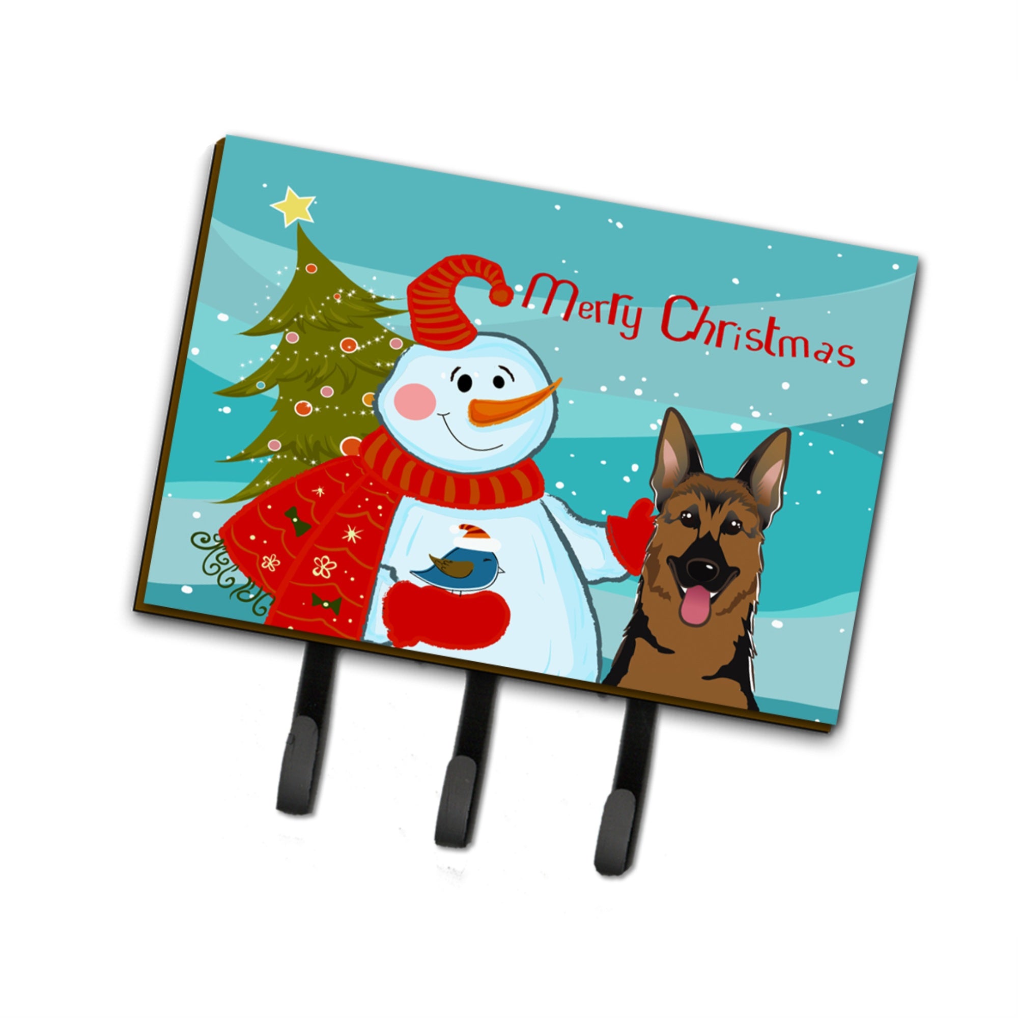 Caroline'S Treasures Bb1831Th68 Snowman With German Shepherd Leash Or Key Holder, Large, Multicolor