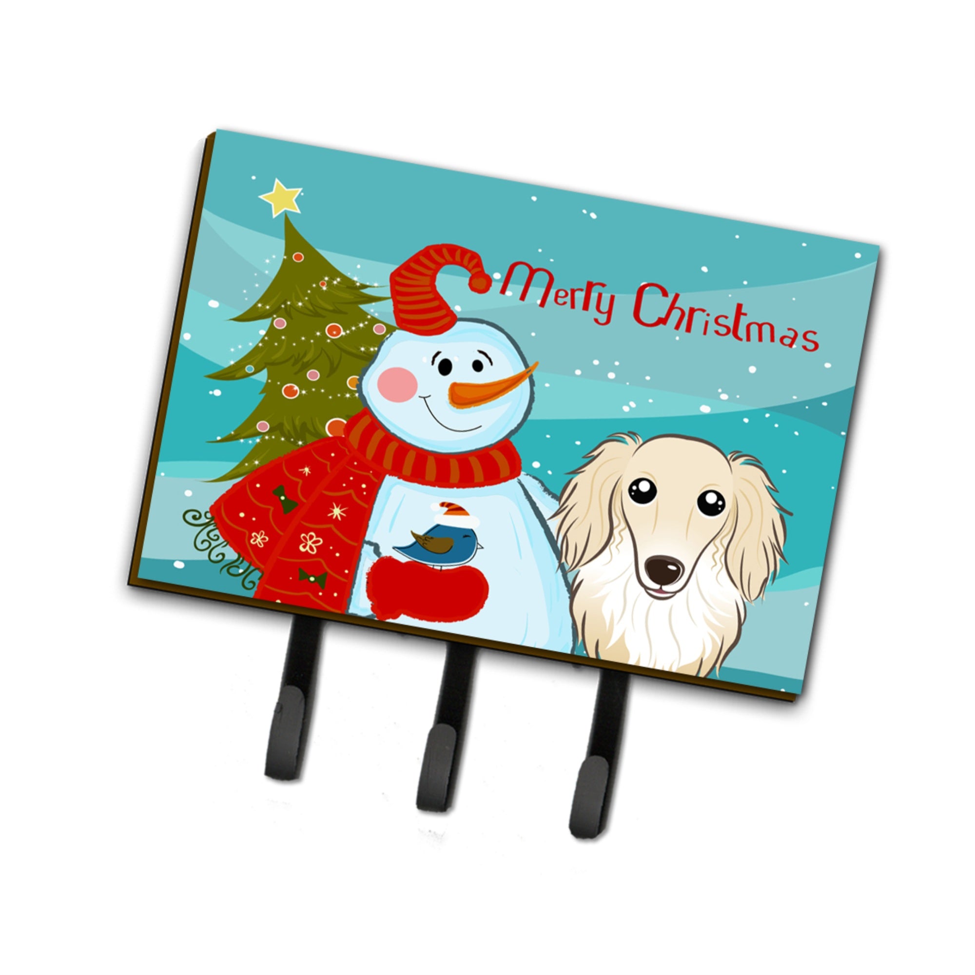 Caroline'S Treasures Bb1832Th68 Snowman With Longhair Crme Dachshund Leash Or Key Holder, Large, Multicolor