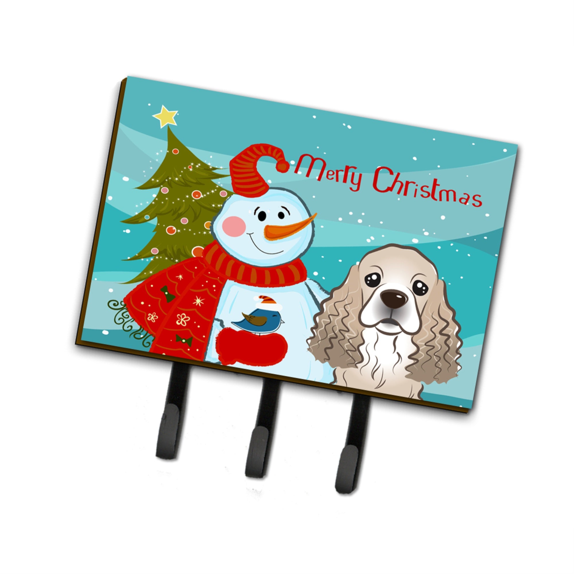 Caroline'S Treasures Bb1836Th68 Snowman With Cocker Spaniel Leash Or Key Holder, Large, Multicolor