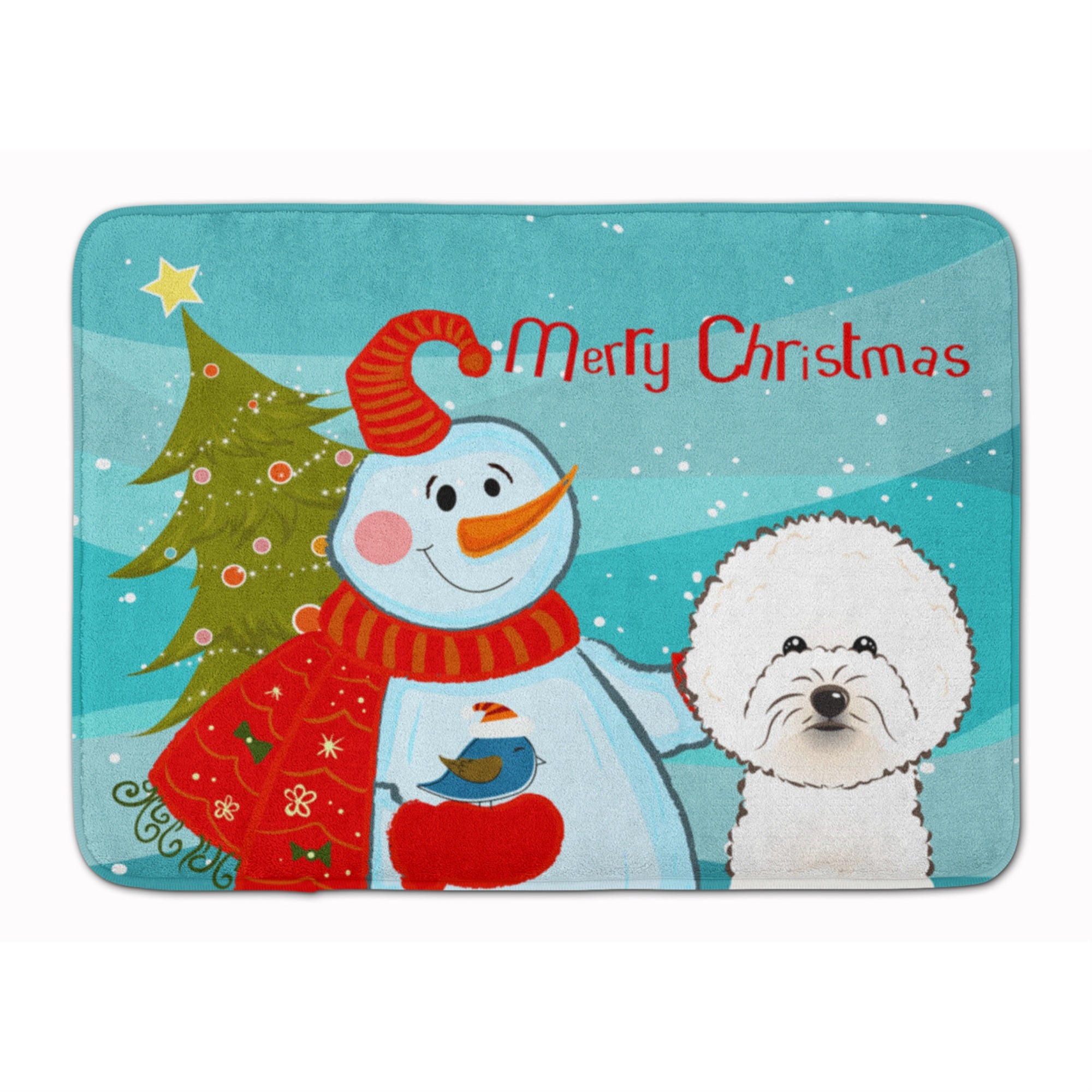 Caroline'S Treasures Snowman With Bichon Frise Floor Mat, 19 X 27, Multicolor