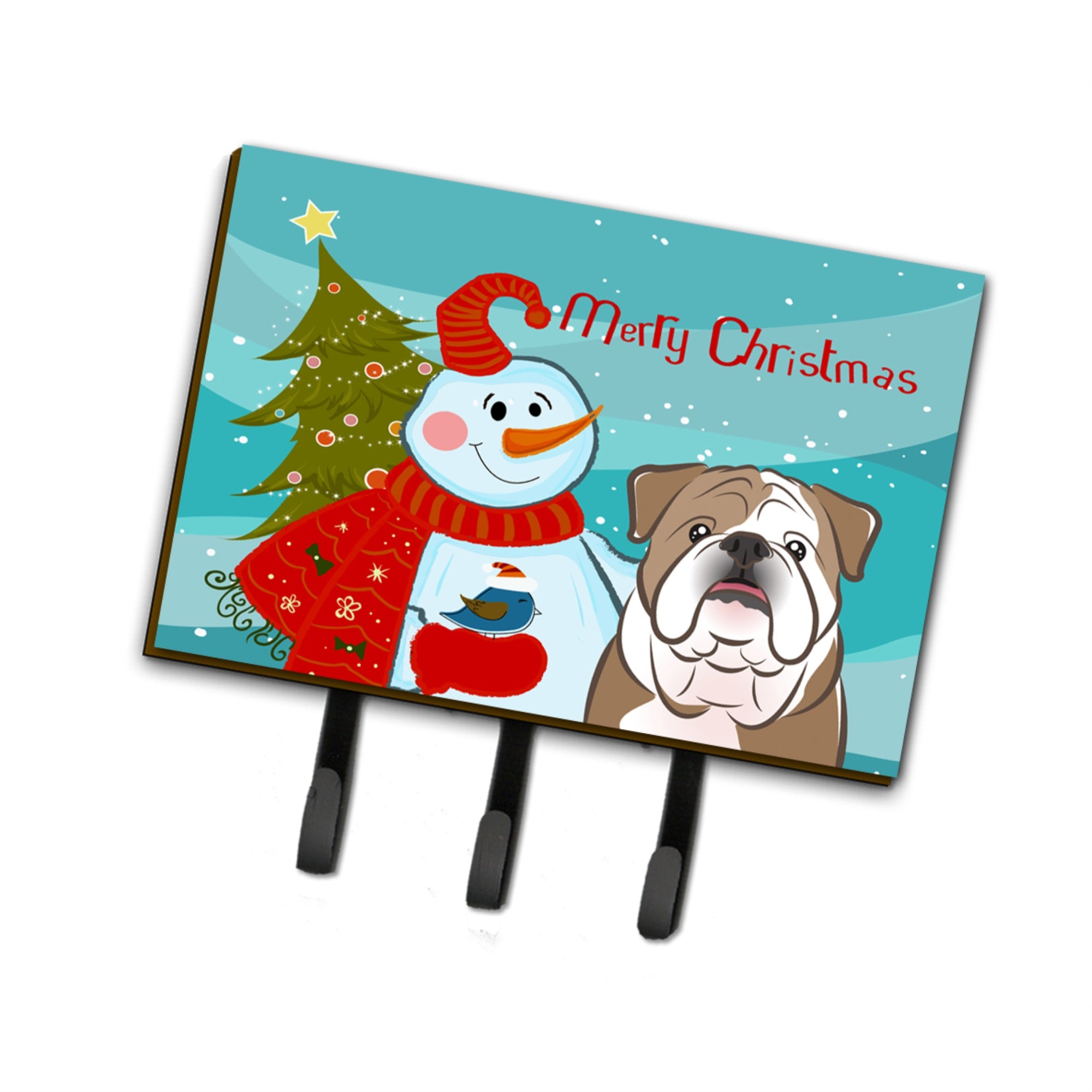 Caroline'S Treasures Bb1839Th68 Snowman With English Bulldog Leash Or Key Holder, Large, Multicolor