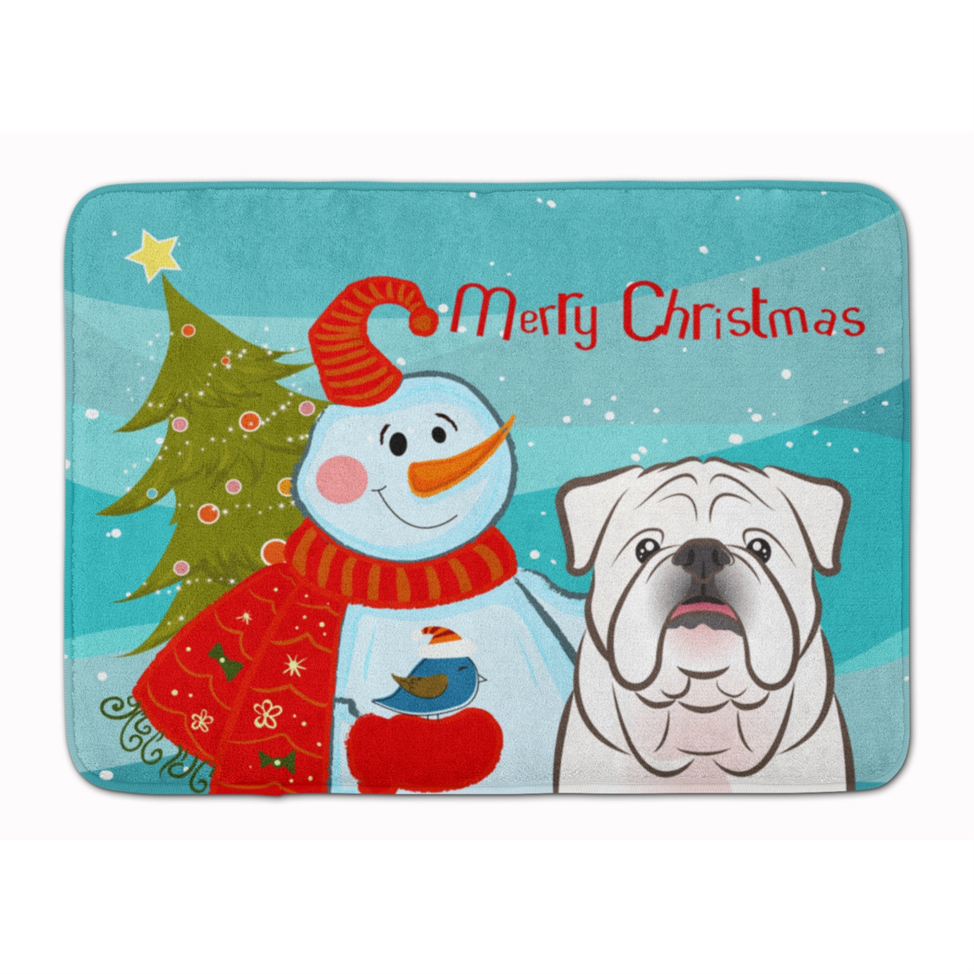 Caroline'S Treasures Snowman With White English Bulldog Floor Mat, 19 X 27, Multicolor