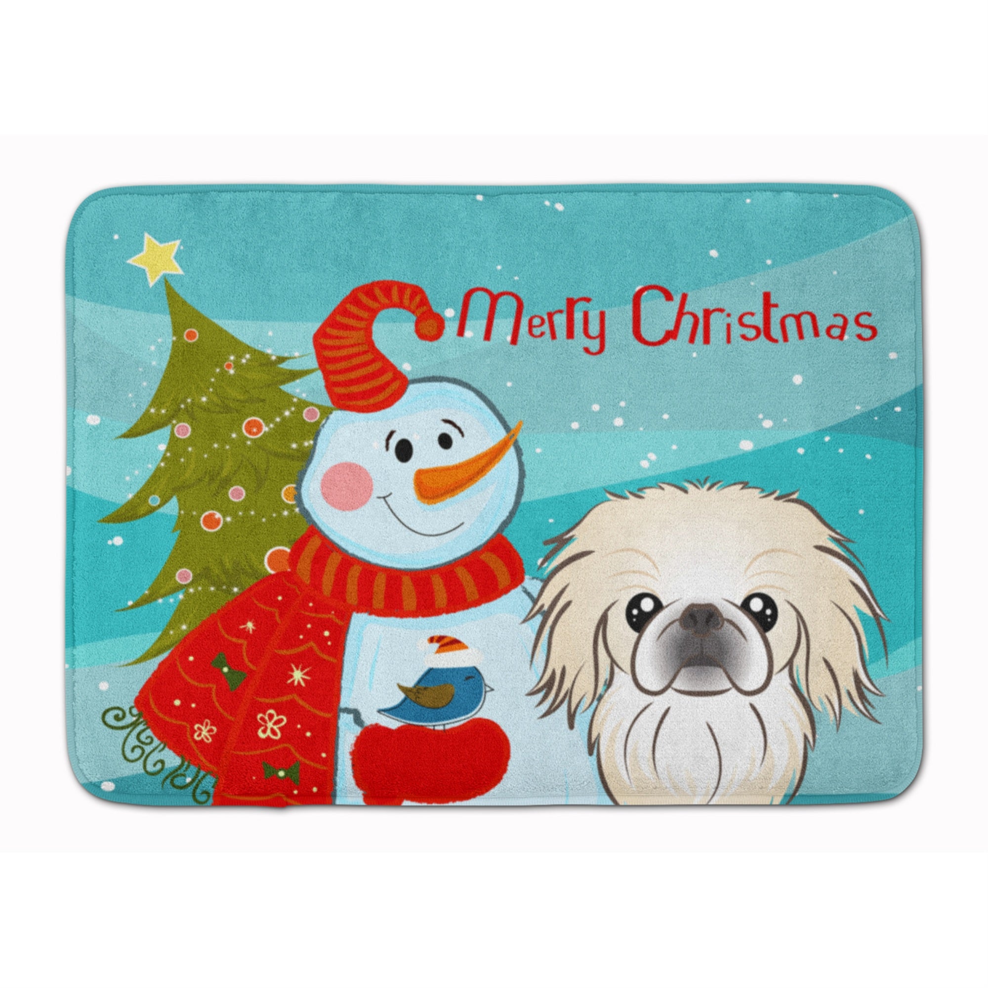Caroline'S Treasures Snowman With Pekingese Floor Mat, 19 X 27, Multicolor