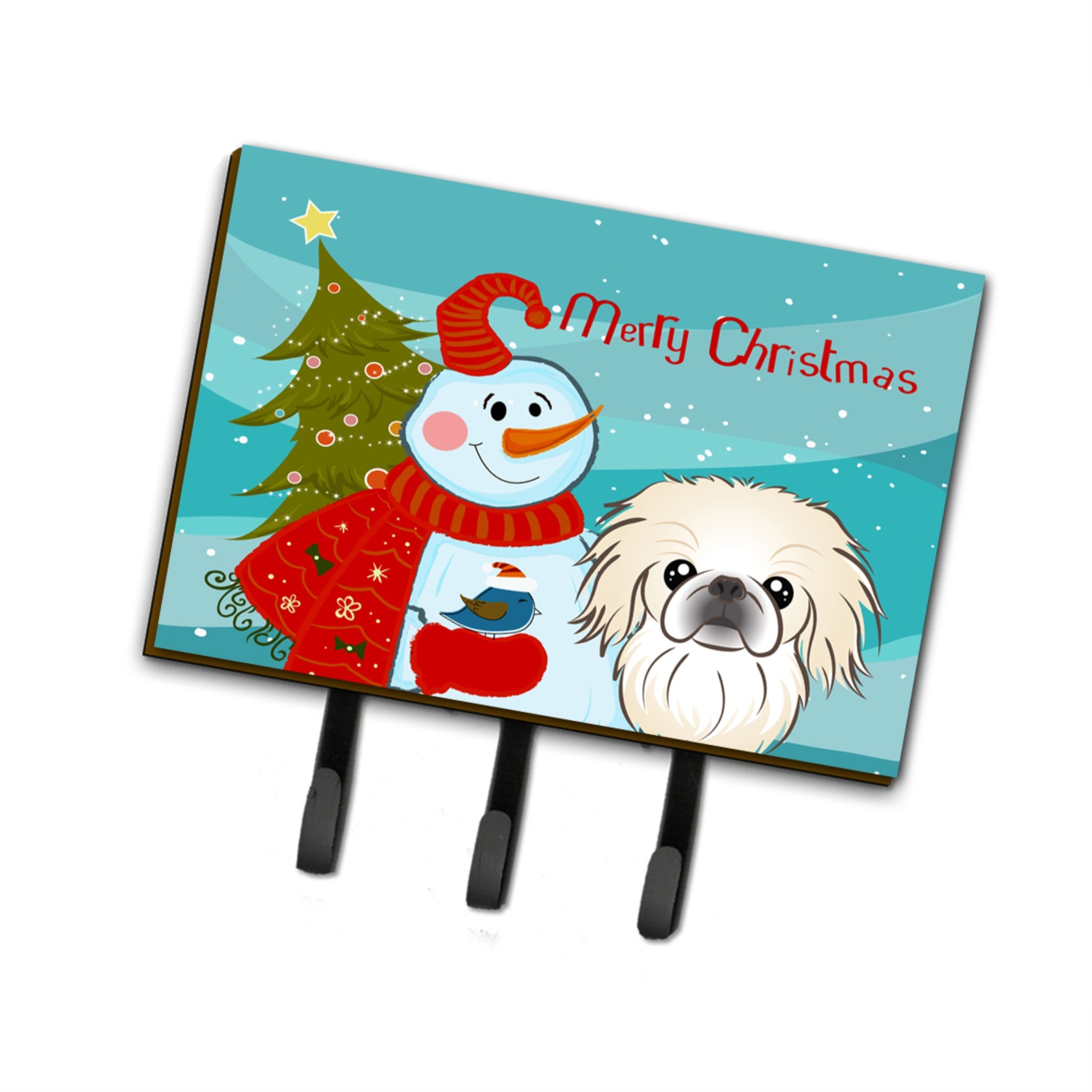 Caroline'S Treasures Bb1841Th68 Snowman With Pekingese Leash Or Key Holder, Large, Multicolor