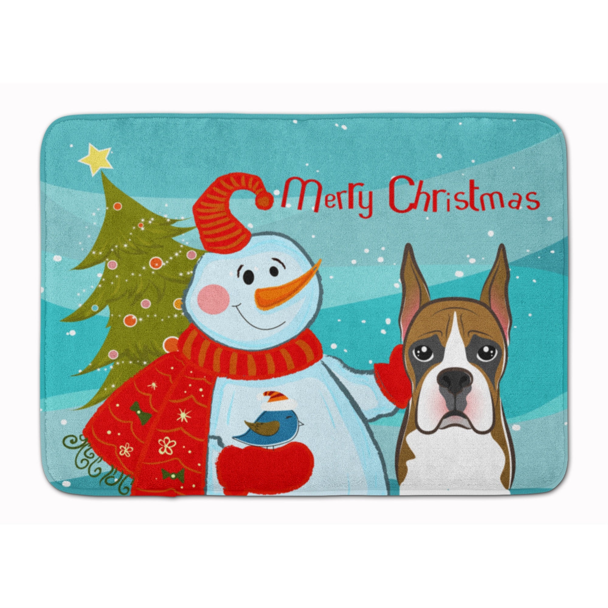 Caroline'S Treasures Snowman With Boxer Floor Mat, 19 X 27, Multicolor
