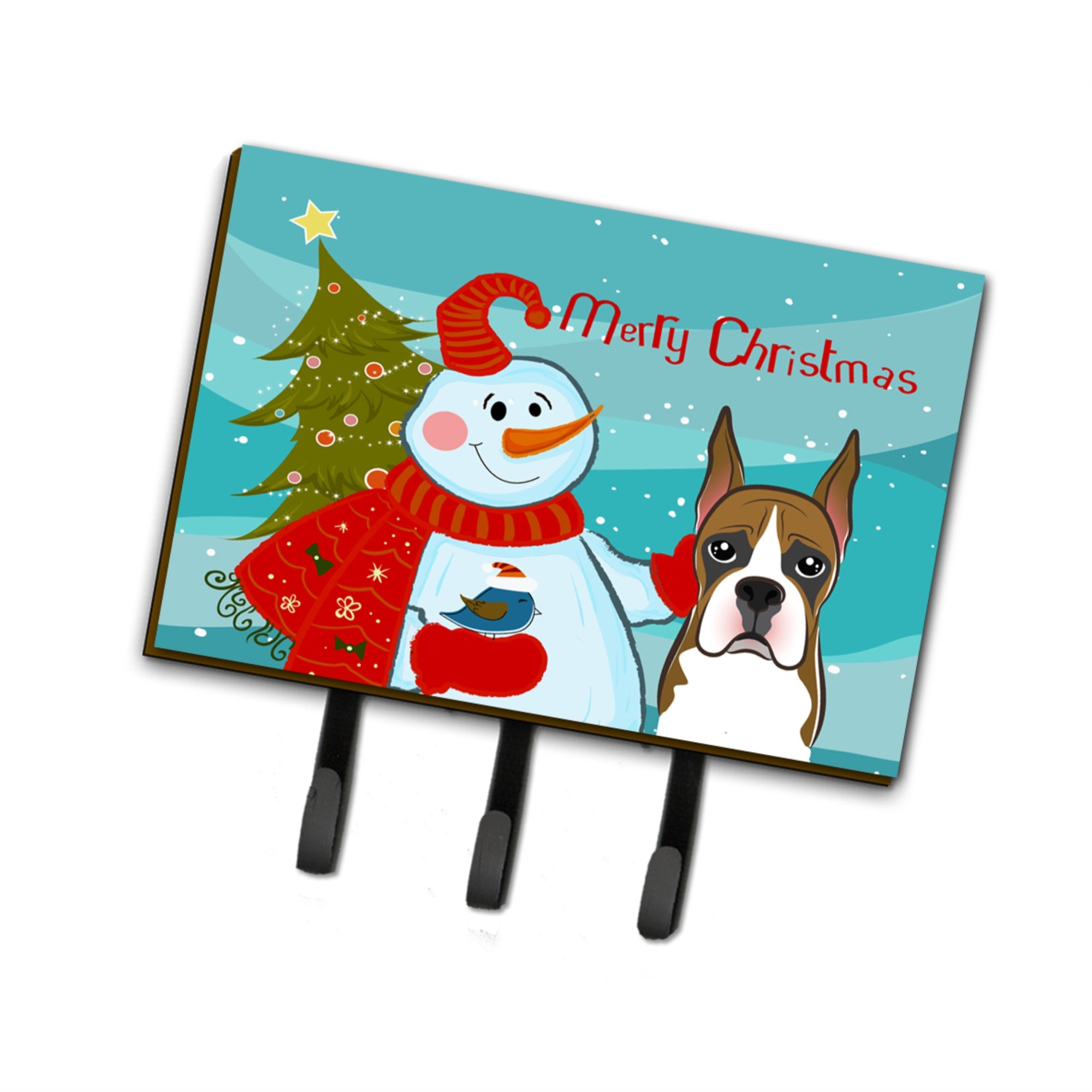 Caroline'S Treasures Bb1843Th68 Snowman With Boxer Leash Or Key Holder, Large, Multicolor