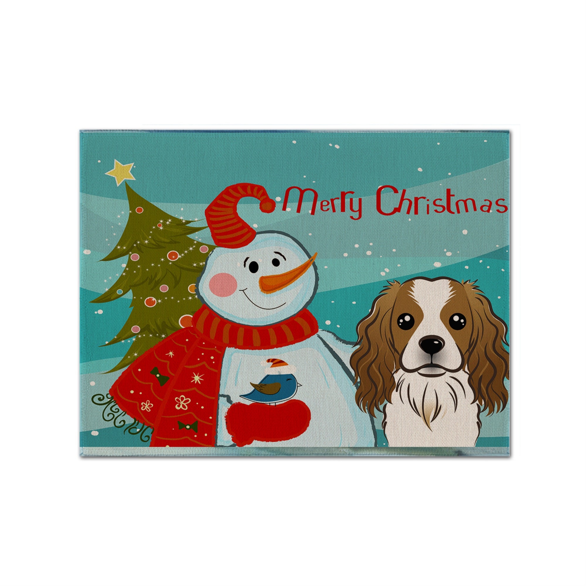 Caroline'S Treasures Bb1844Plmt Snowman With Cavalier Spaniel Fabric Placemat, Multicolor