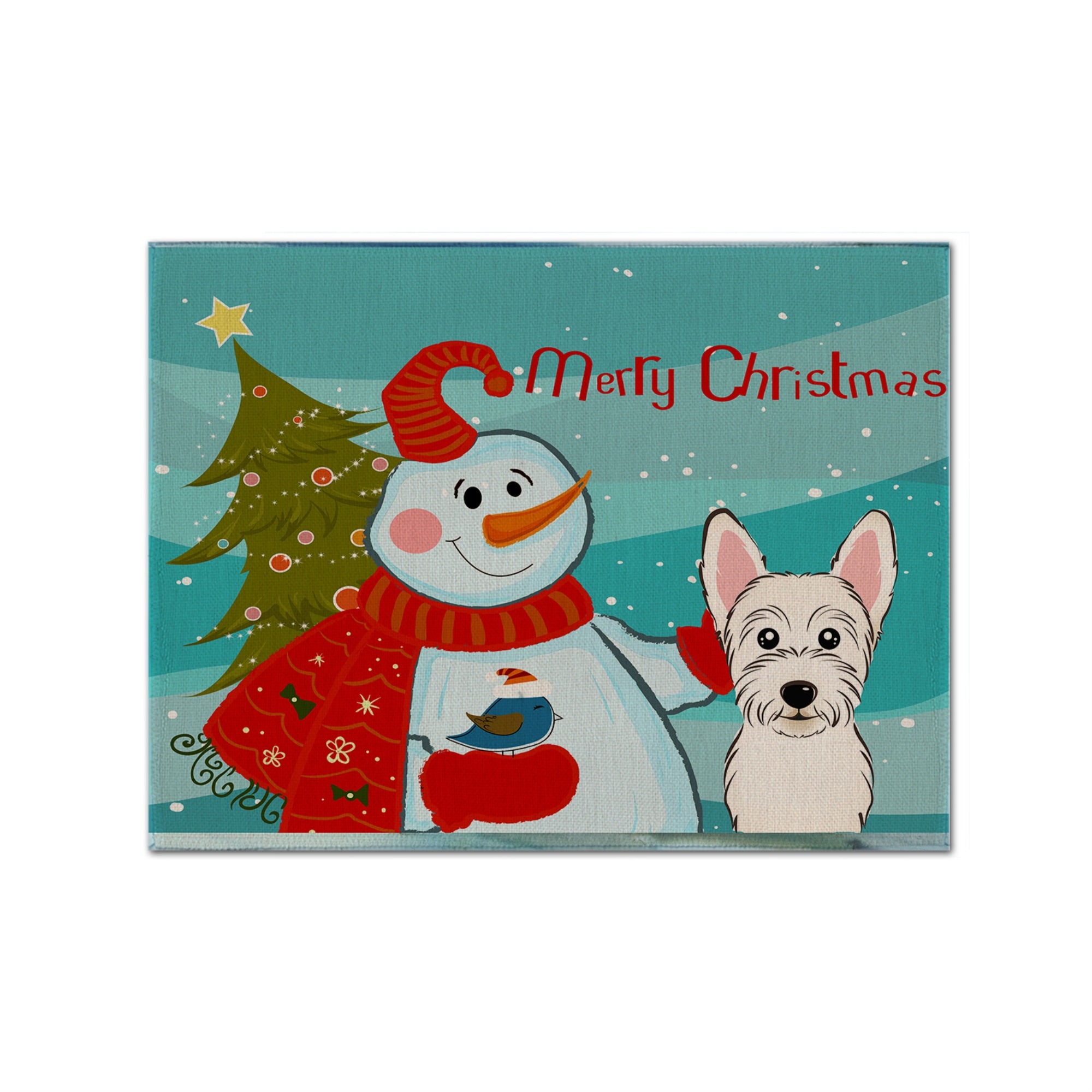 Caroline'S Treasures Bb1846Plmt Snowman With Westie Fabric Placemat, Multicolor