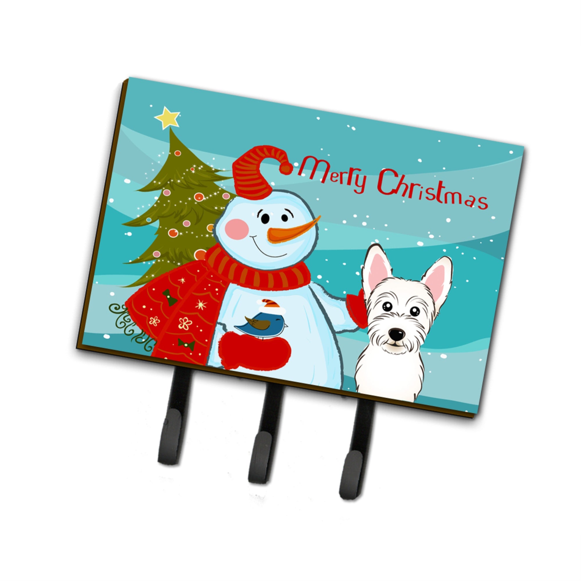 Caroline'S Treasures Bb1846Th68 Snowman With Westie Leash Or Key Holder, Large, Multicolor