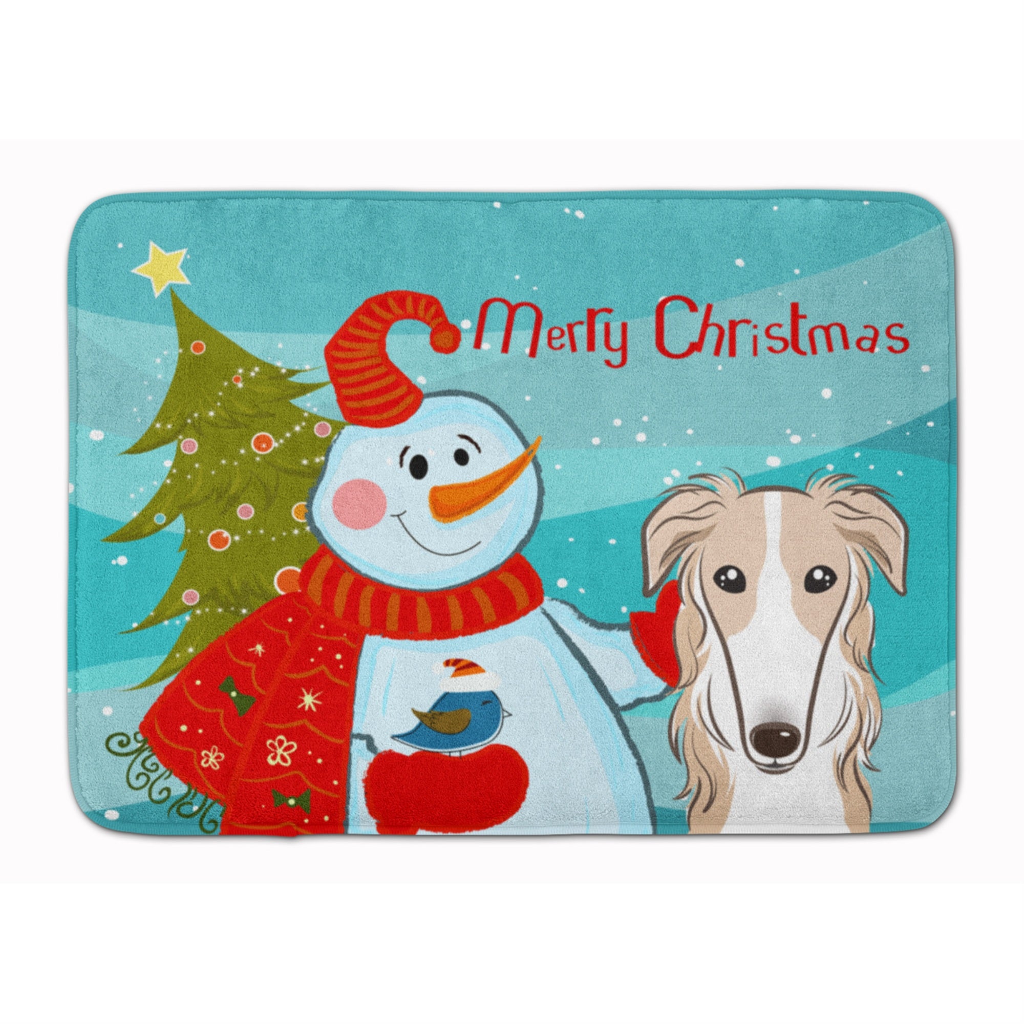 Caroline'S Treasures Snowman With Borzoi Floor Mat, 19 X 27, Multicolor
