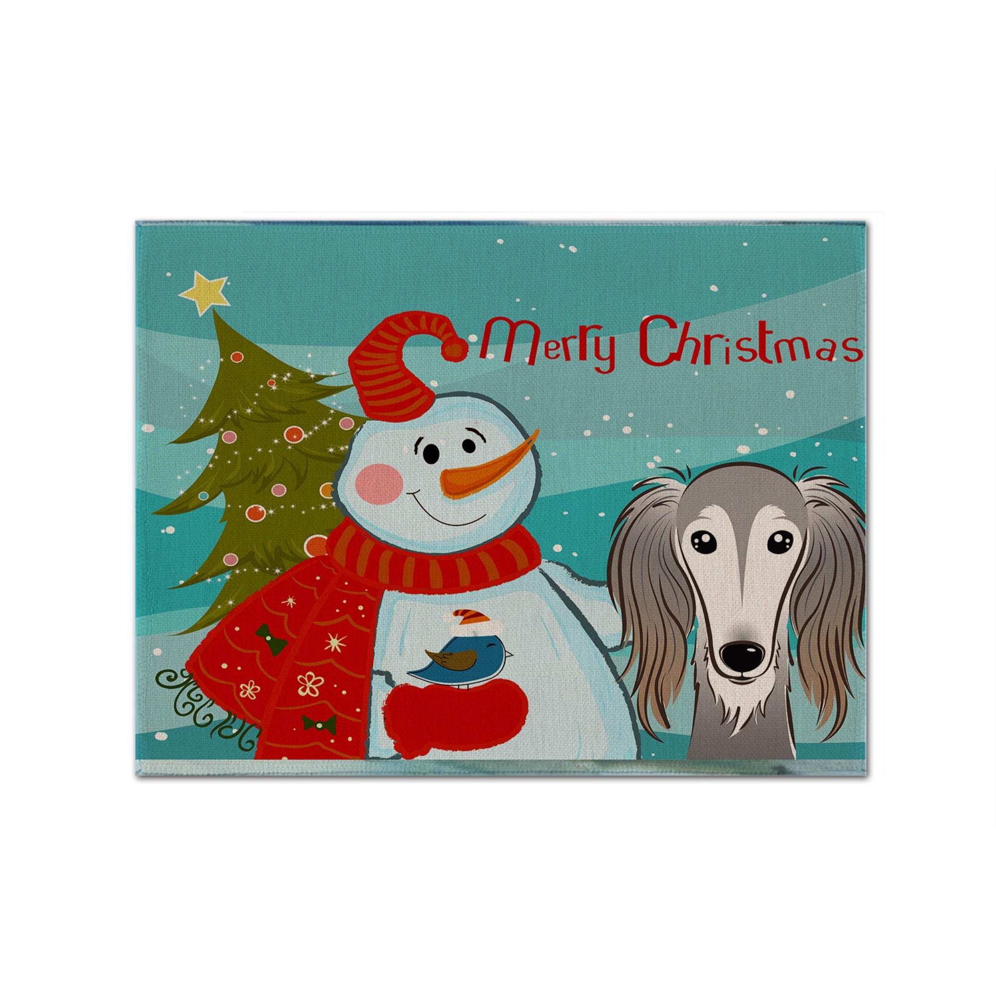 Caroline'S Treasures Bb1849Plmt Snowman With Saluki Fabric Placemat, Multicolor