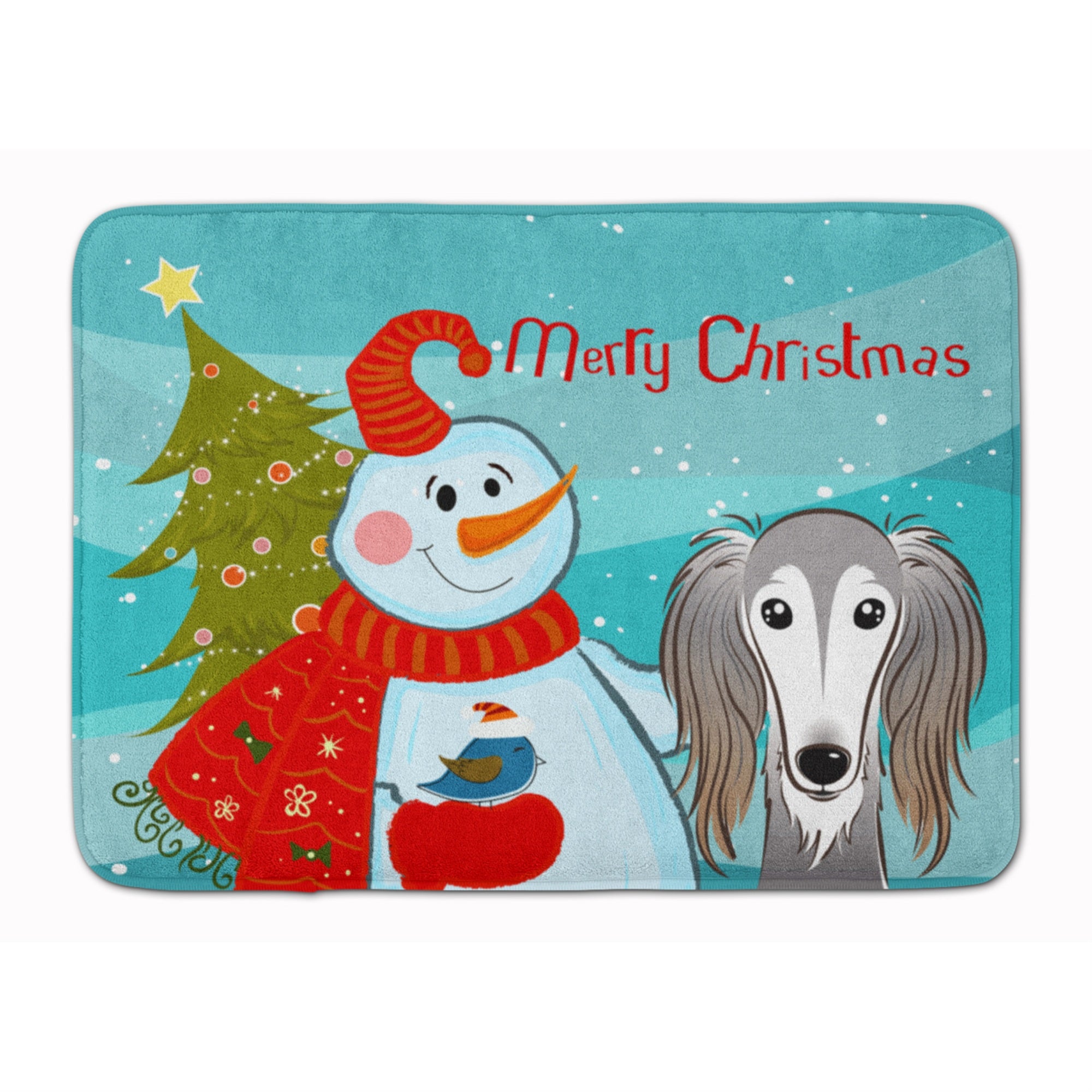 Caroline'S Treasures Snowman With Saluki Floor Mat, 19 X 27, Multicolor