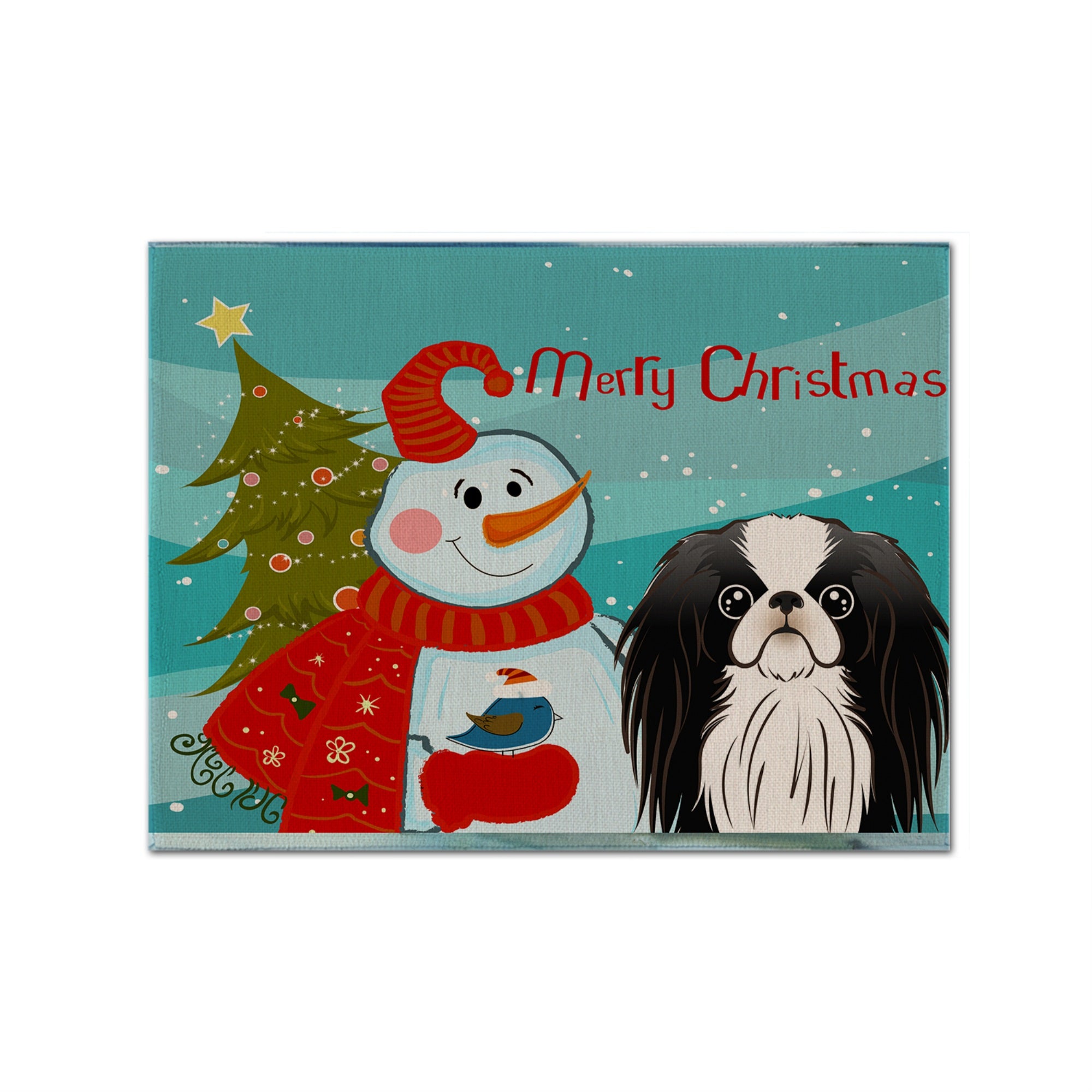 Caroline'S Treasures Bb1850Plmt Snowman With Japanese Chin Fabric Placemat, Multicolor