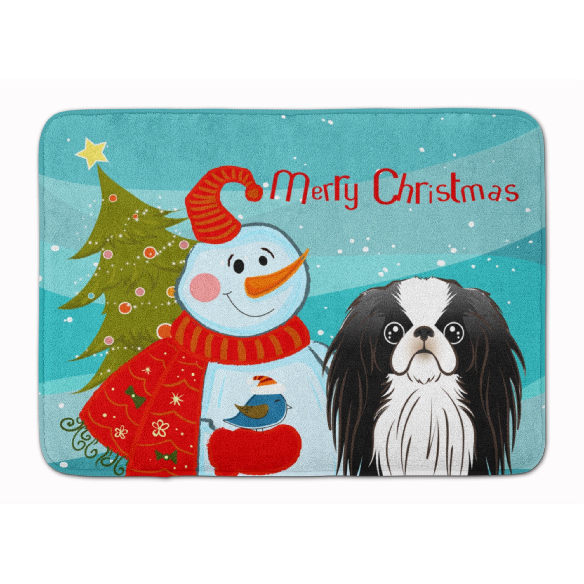 Caroline'S Treasures Snowman With Japanese Chin Floor Mat, 19 X 27, Multicolor