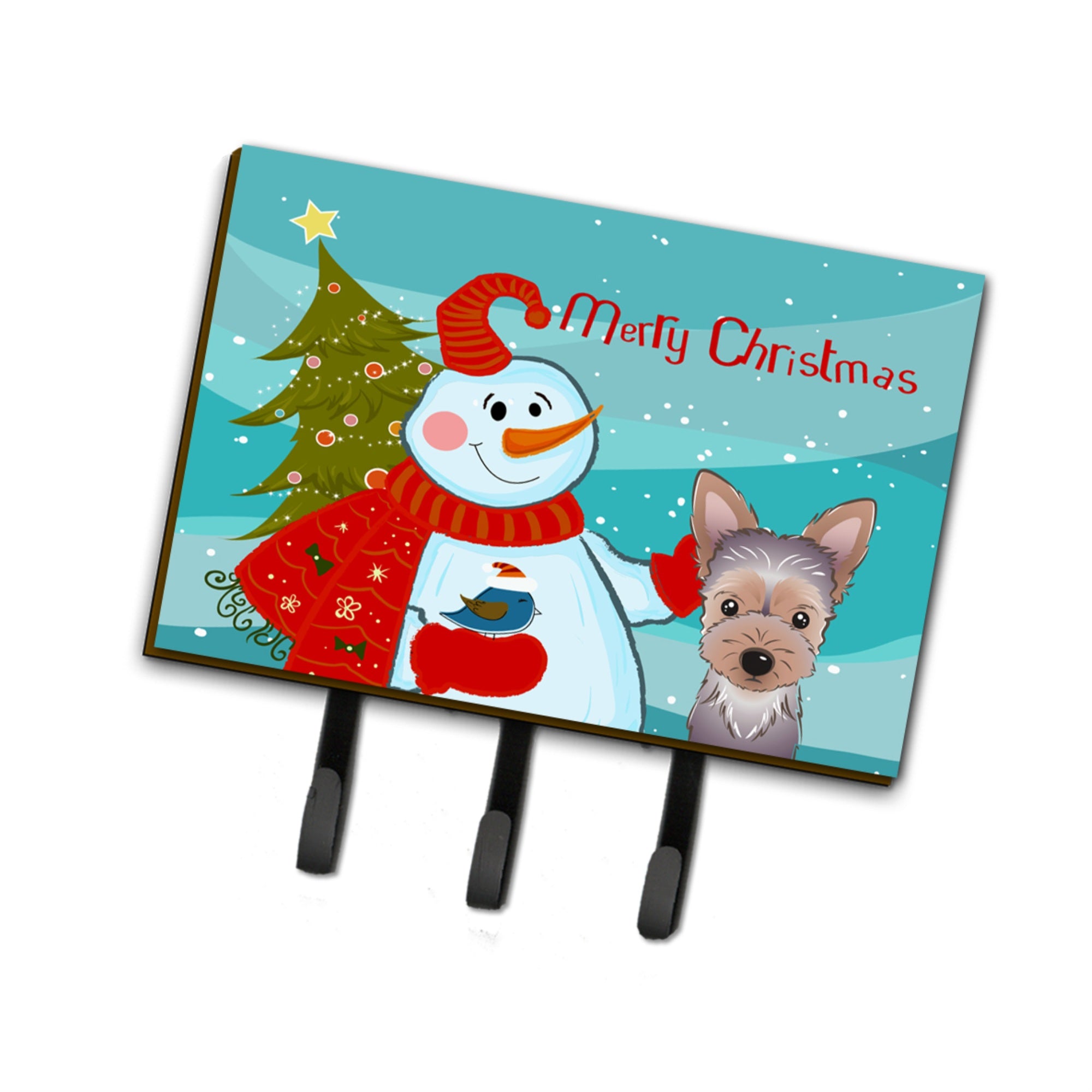 Caroline'S Treasures Bb1852Th68 Snowman With Yorkie Puppy Leash Or Key Holder, Large, Multicolor