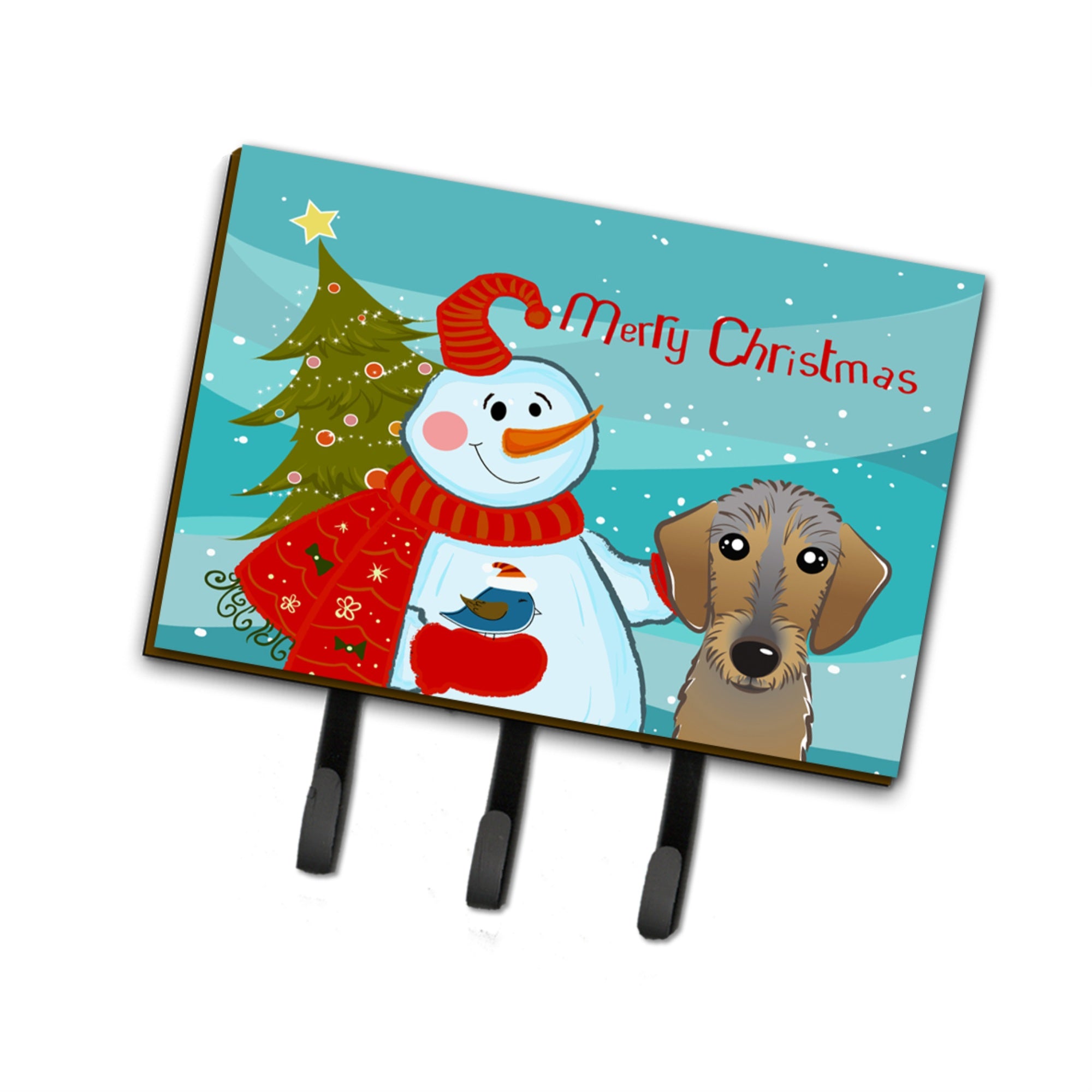 Caroline'S Treasures Bb1853Th68 Snowman With Wirehaired Dachshund Leash Or Key Holder, Large, Multicolor