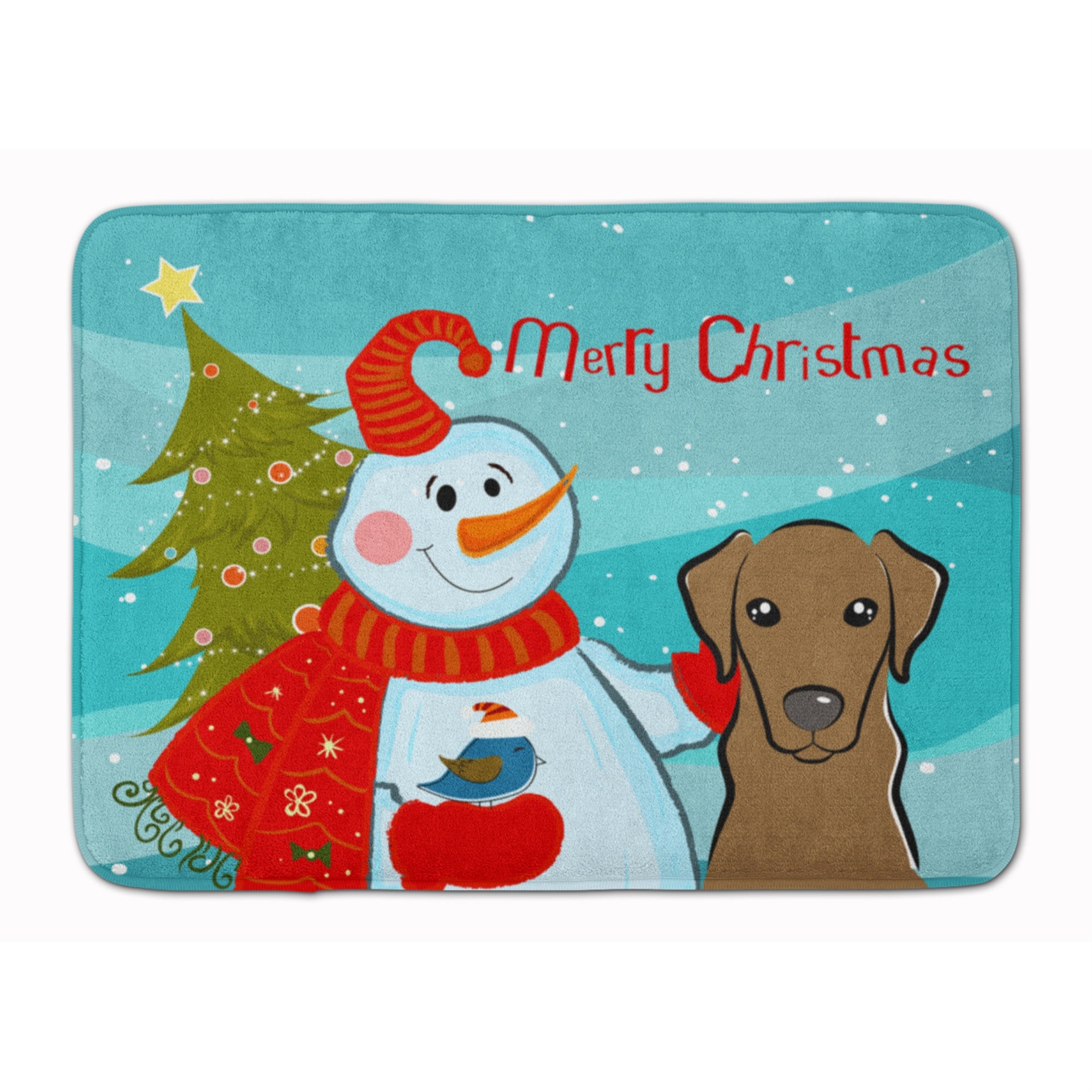 Caroline'S Treasures Snowman With Chocolate Labrador Floor Mat, 19 X 27, Multicolor