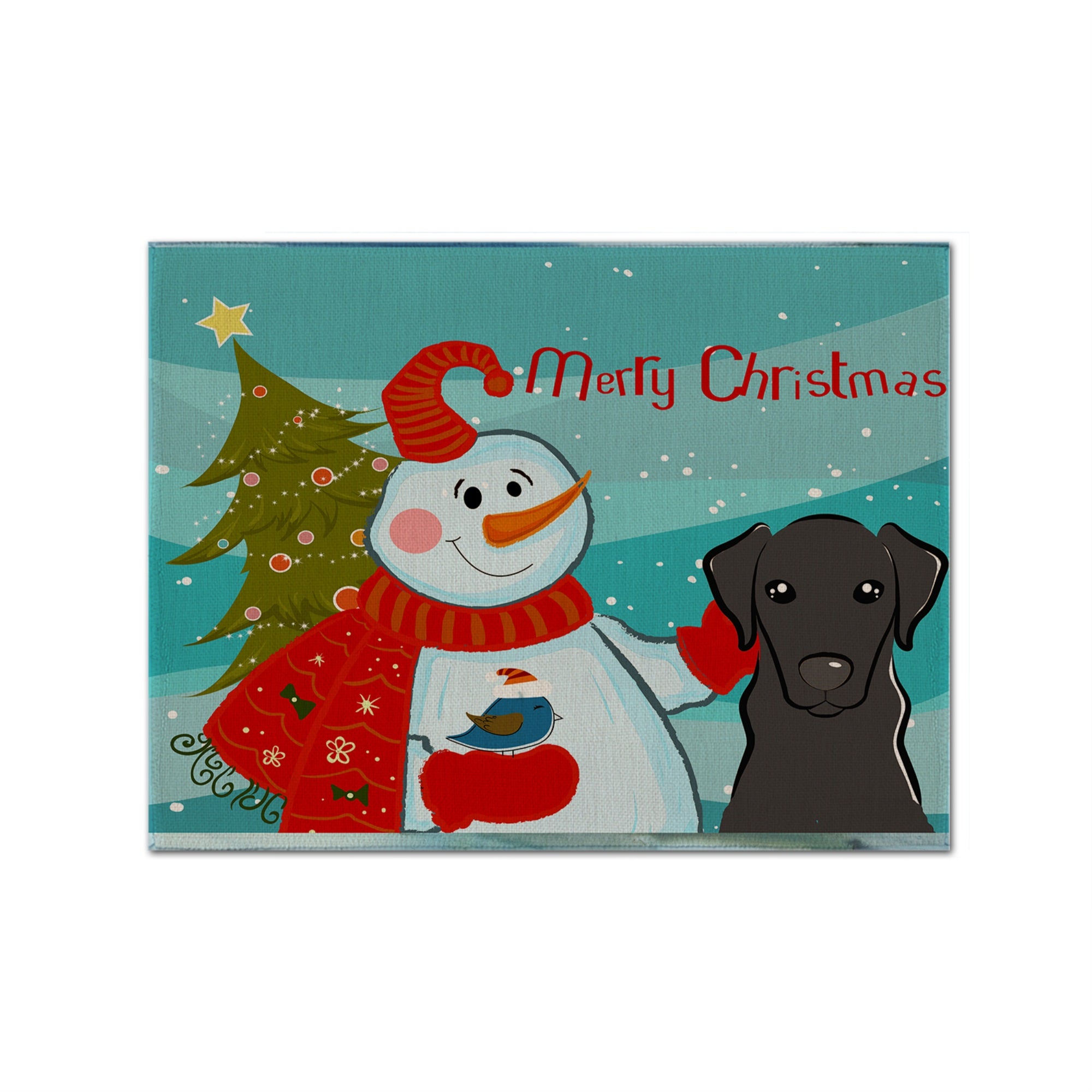 Caroline'S Treasures Bb1855Plmt Snowman With Black Labrador Fabric Placemat, Multicolor