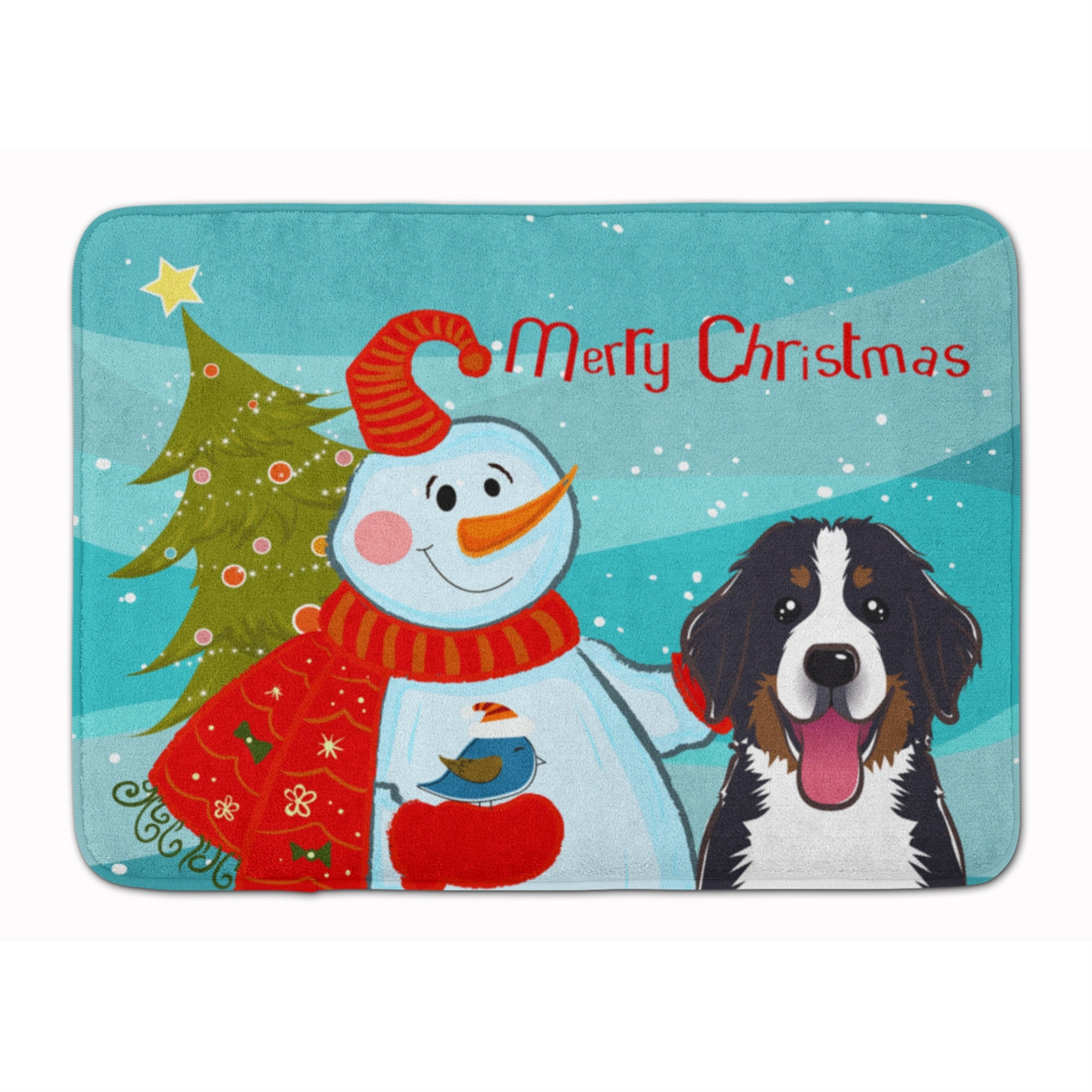 Caroline'S Treasures Snowman With Bernese Mountain Dog Floor Mat, 19 X 27, Multicolor