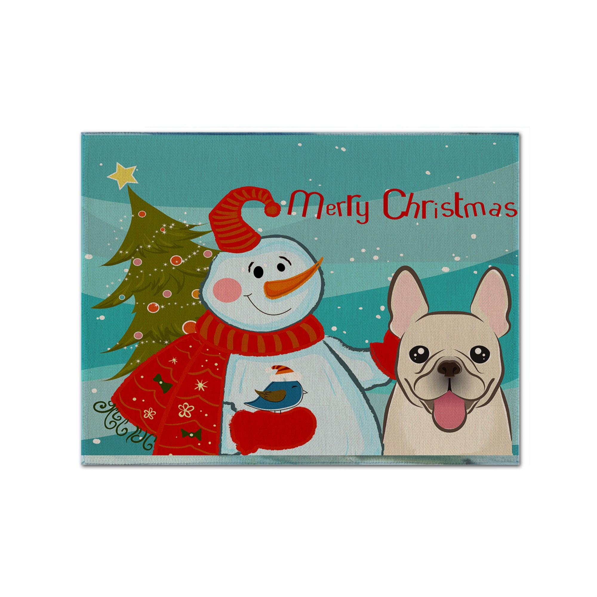 Caroline'S Treasures Bb1858Plmt Snowman With French Bulldog Fabric Placemat, Multicolor