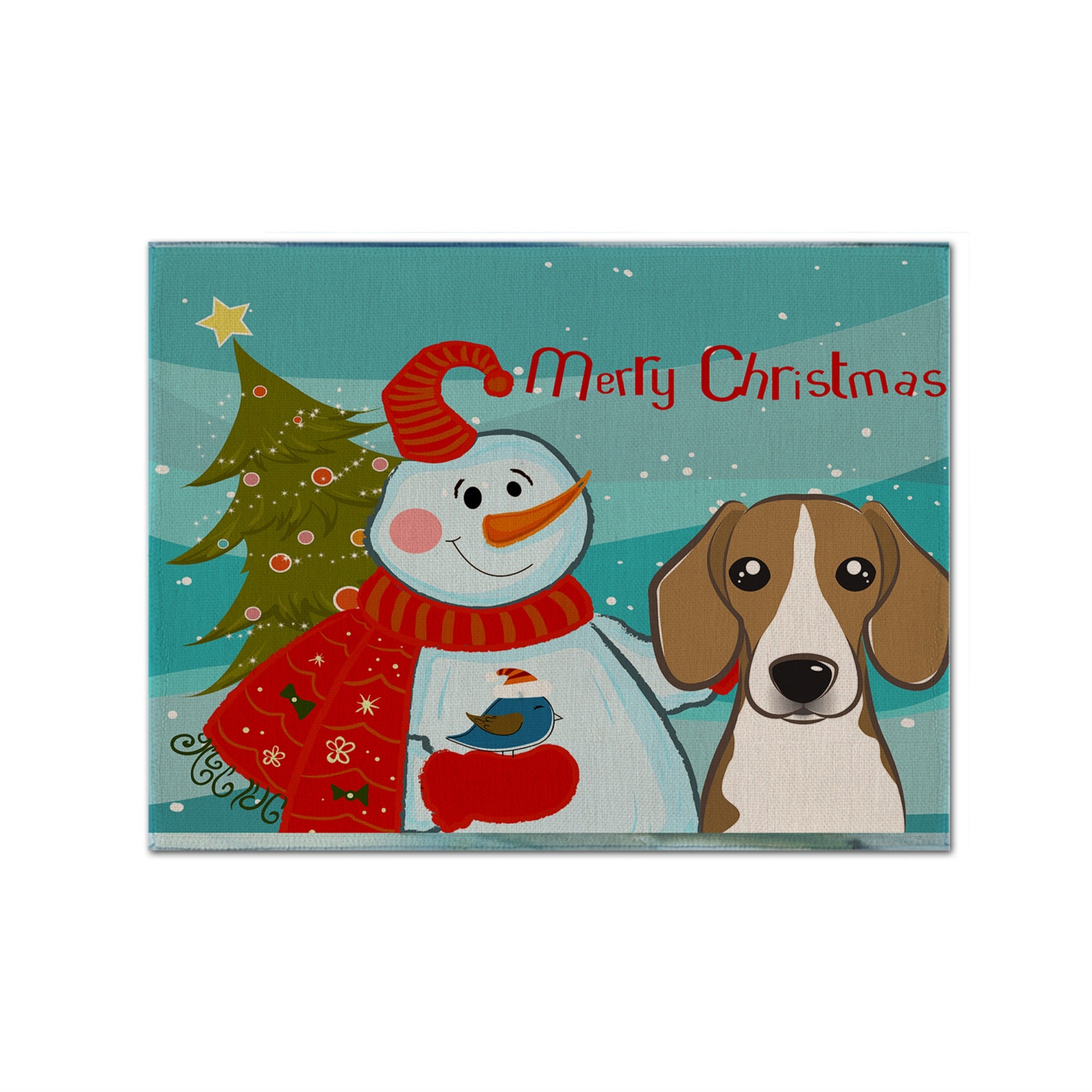 Caroline'S Treasures Bb1859Plmt Snowman With Beagle Fabric Placemat, Multicolor