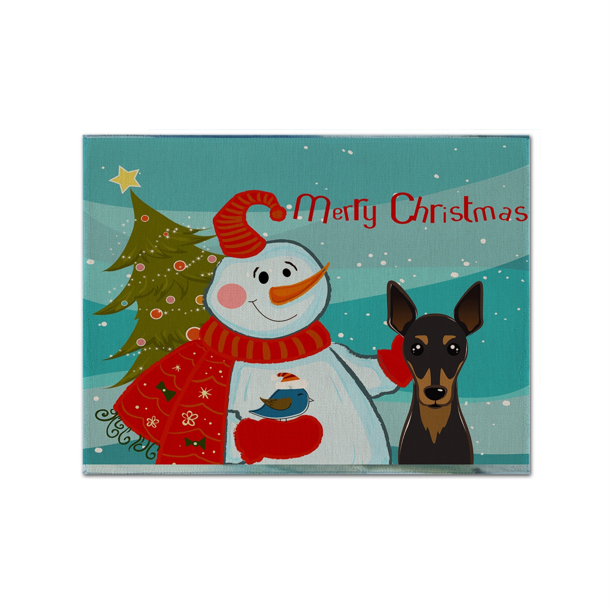Caroline'S Treasures Bb1860Plmt Snowman With Min Pin Fabric Placemat, Multicolor