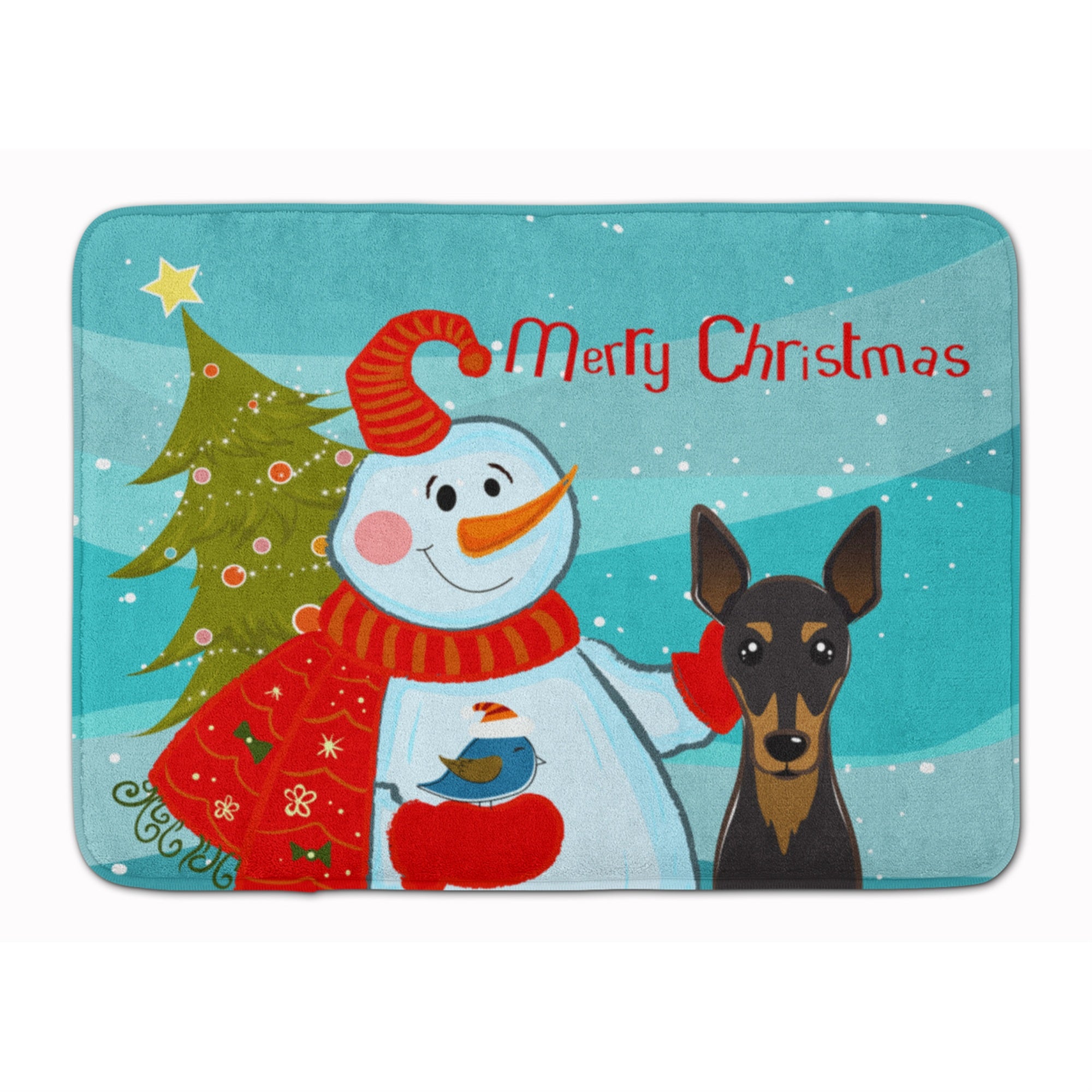Caroline'S Treasures Snowman With Min Pin Floor Mat, 19 X 27, Multicolor