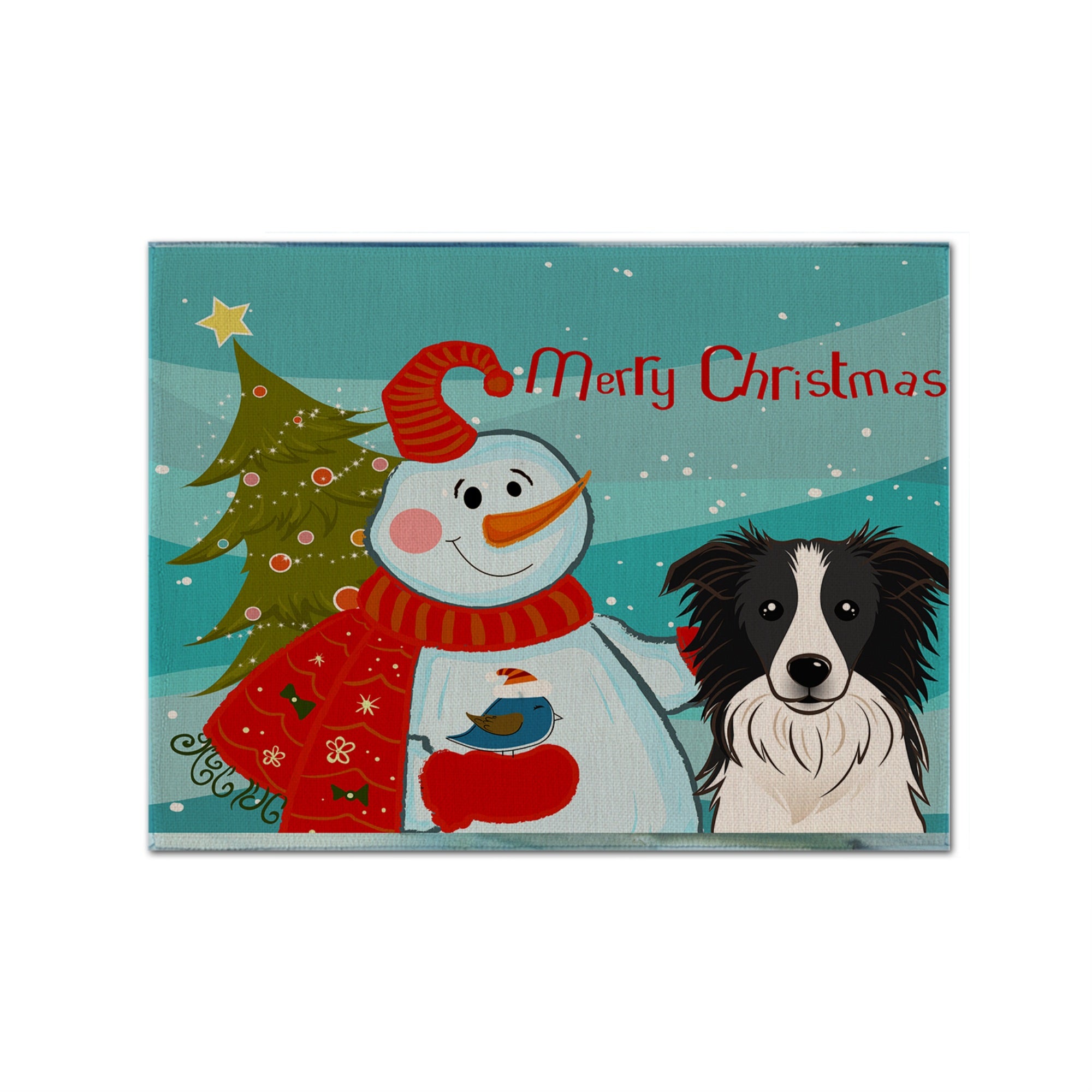 Caroline'S Treasures Bb1861Plmt Snowman With Border Collie Fabric Placemat, Multicolor