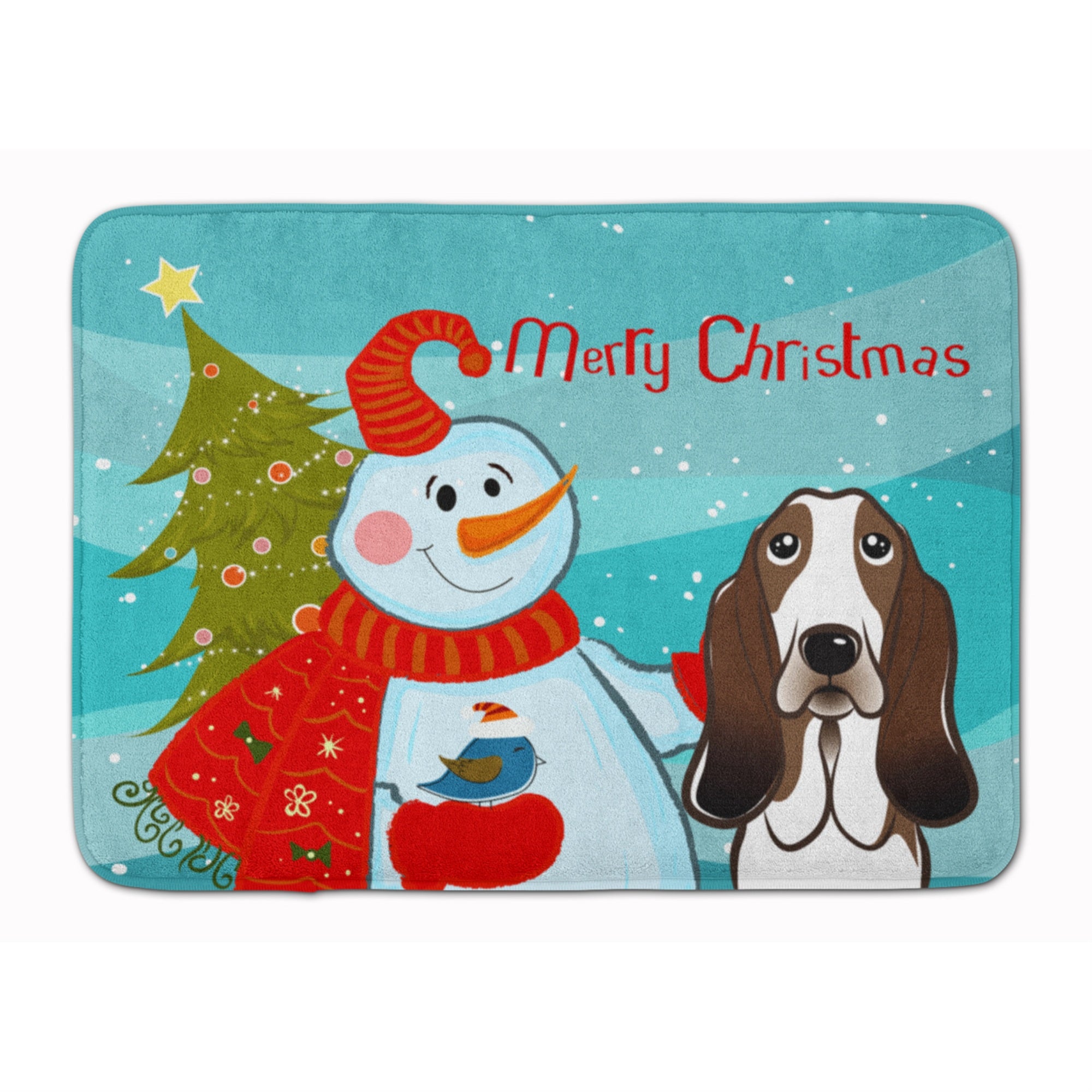 Caroline'S Treasures Snowman With Basset Hound Floor Mat, 19 X 27, Multicolor