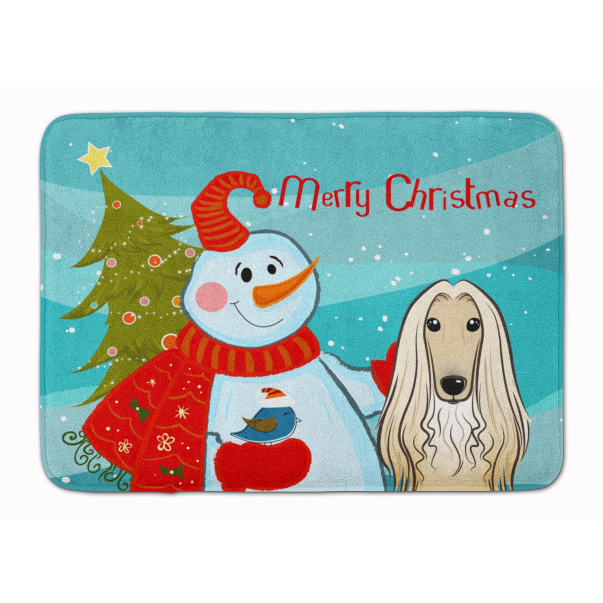 Caroline'S Treasures Snowman With Afghan Hound Floor Mat, 19 X 27, Multicolor