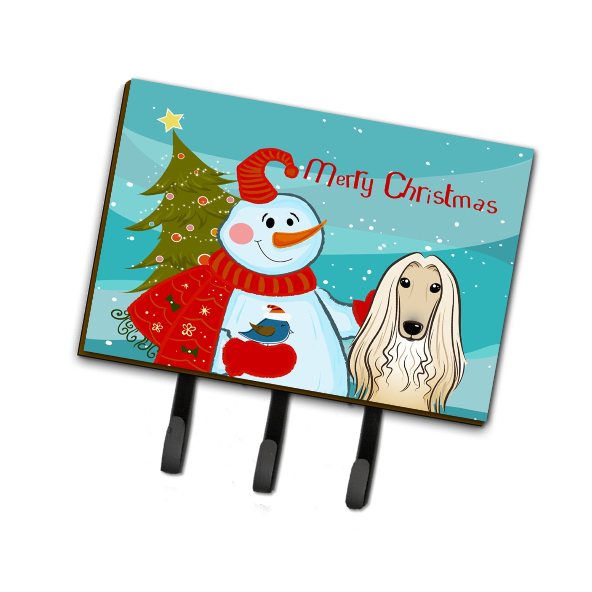 Caroline'S Treasures Bb1864Th68 Snowman With Afghan Hound Leash Or Key Holder, Large, Multicolor