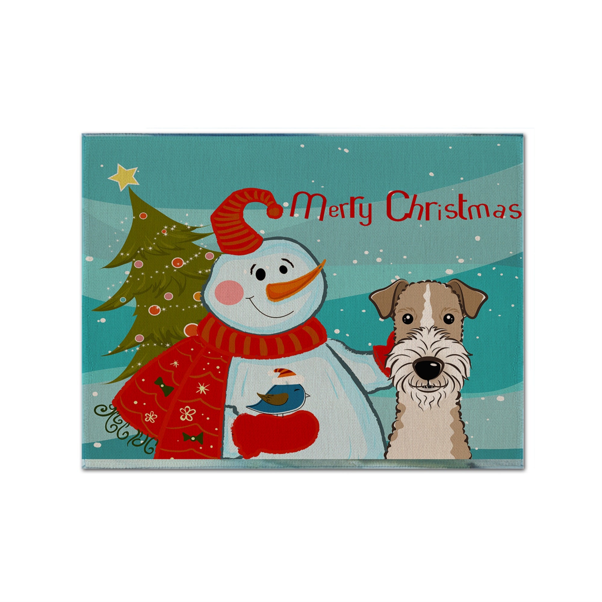 Caroline'S Treasures Bb1867Plmt Snowman With Wire Haired Fox Terrier Fabric Placemat, Multicolor