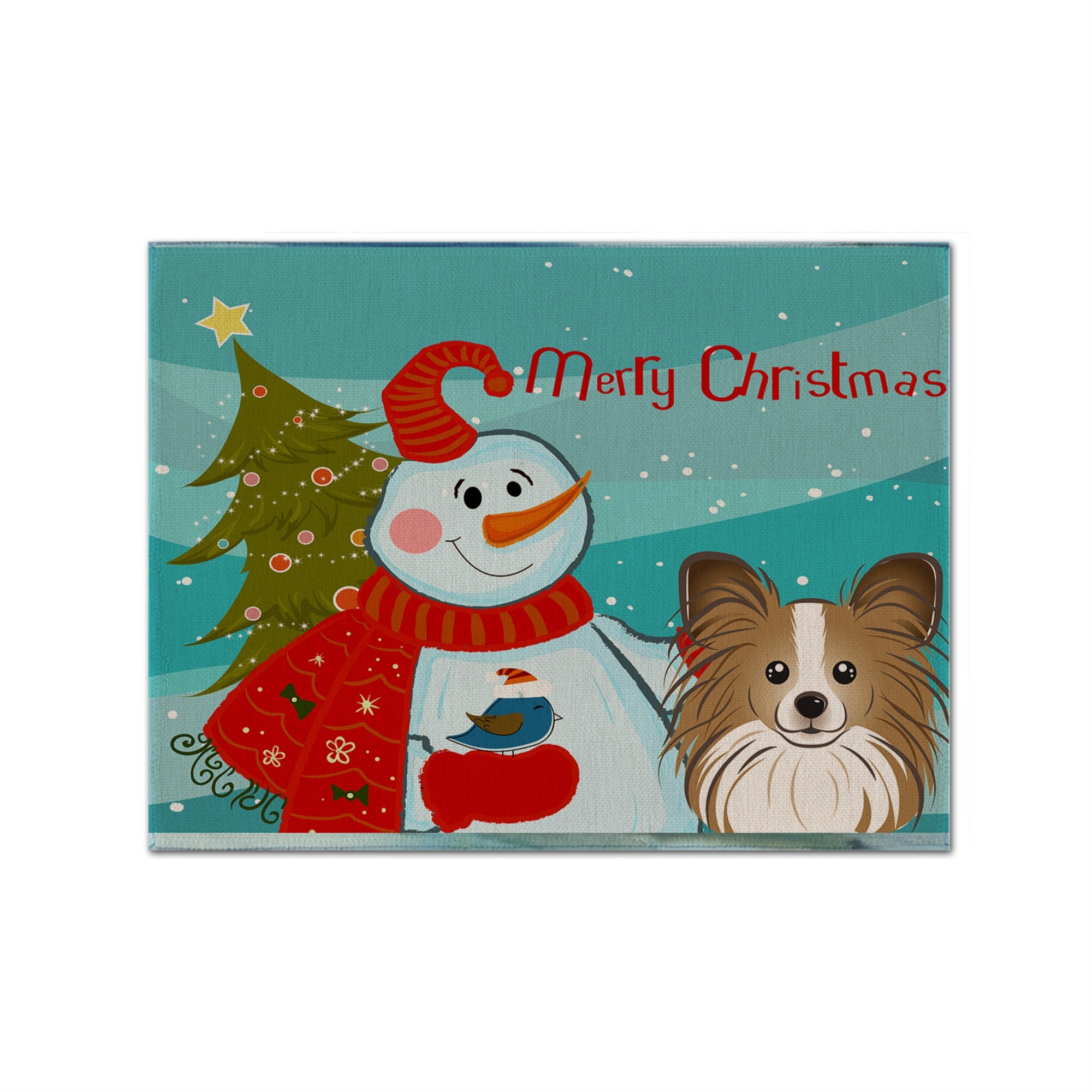 Caroline'S Treasures Bb1868Plmt Snowman With Papillion Fabric Placemat, Multicolor