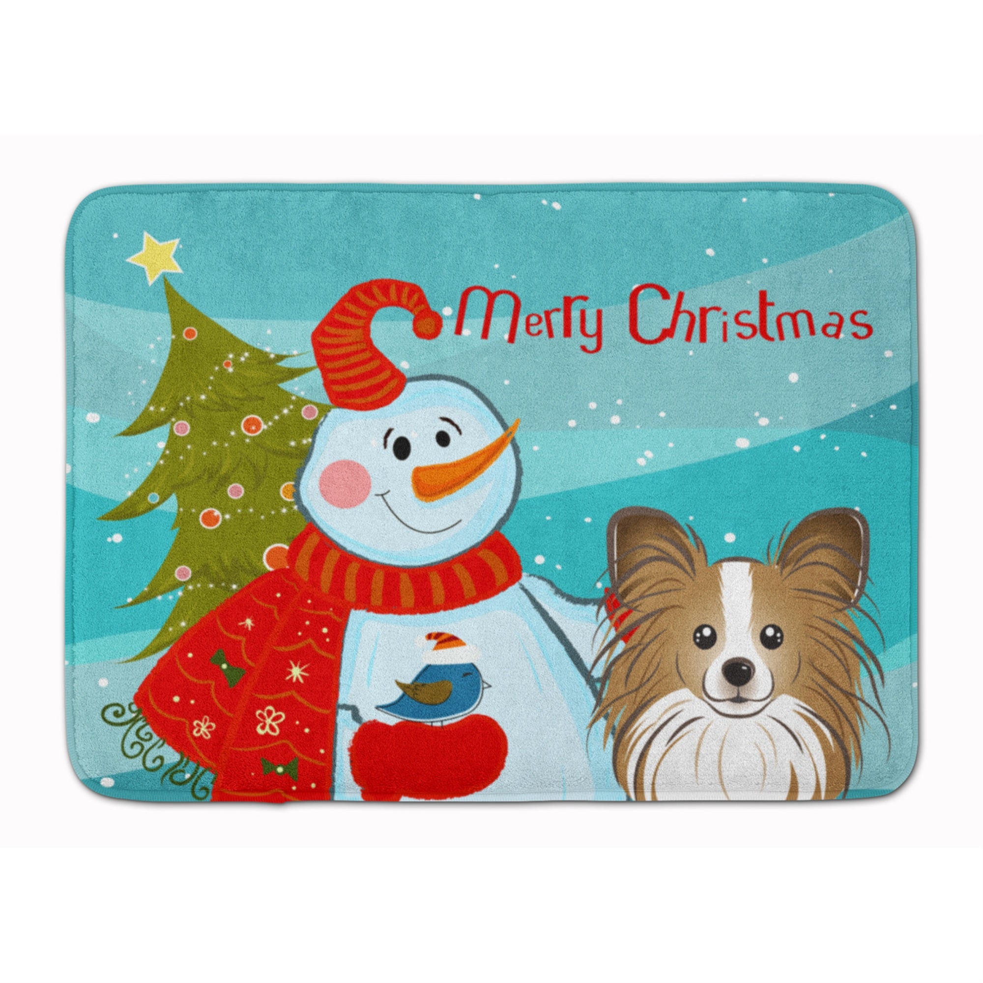 Caroline'S Treasures Snowman With Papillon Floor Mat, 19 X 27, Multicolor
