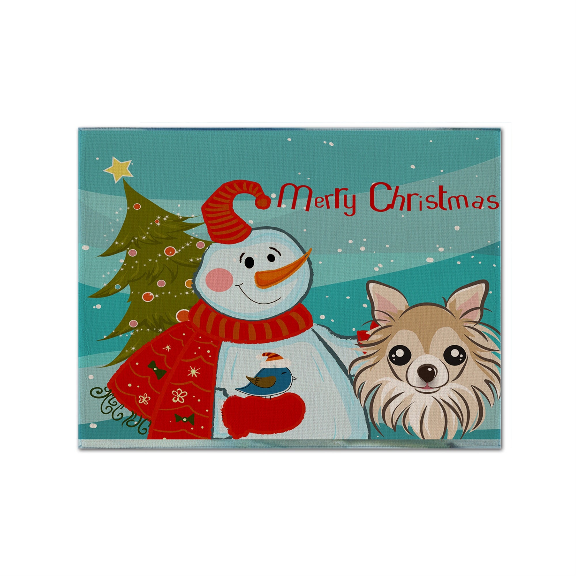 Caroline'S Treasures Bb1871Plmt Snowman With Chihuahua Fabric Placemat, Multicolor