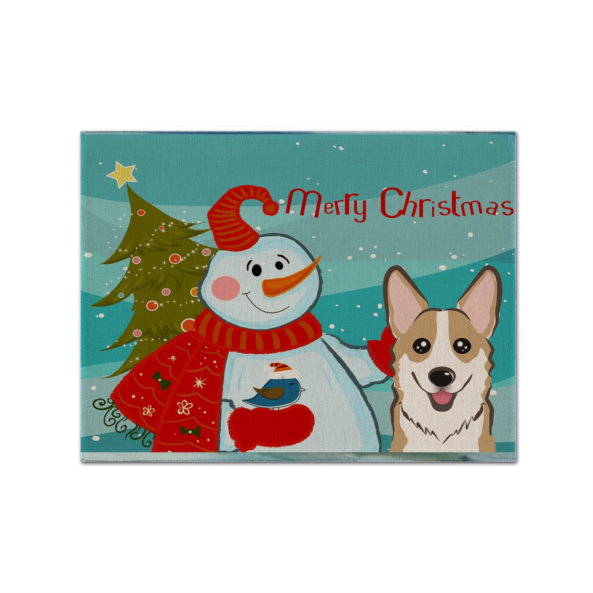 Caroline'S Treasures Bb1873Plmt Snowman With Sable Corgi Fabric Placemat, Multicolor